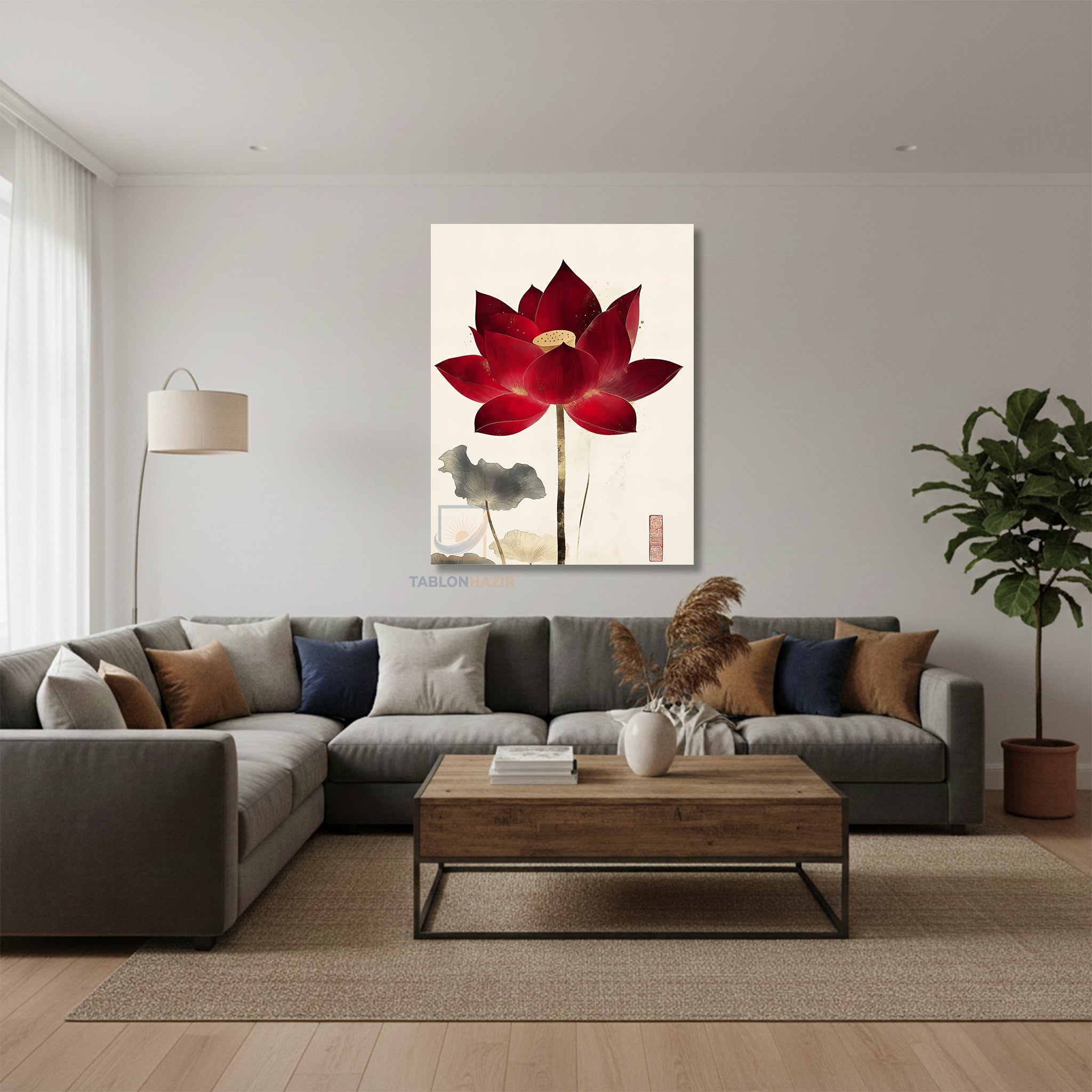 Dikey Kanvas Tablo Salon Duvar Tablosu Estetik Kirmizi Çiçek Yeni Ev Hediyesi Ofis Tablosu