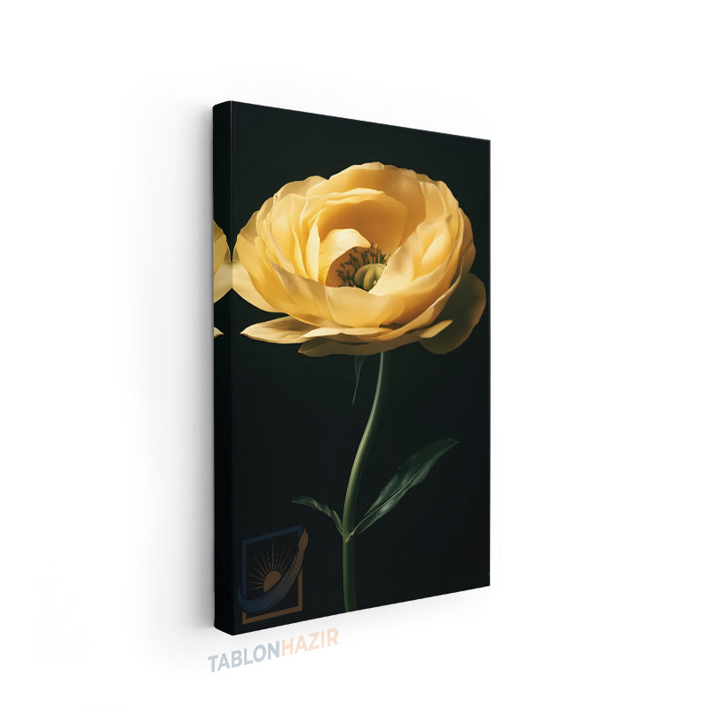 Dikey Kanvas Tablo Salon Duvar Tablosu Estetik Sari Çiçek Yeni Ev Hediyesi Ofis Tablosu