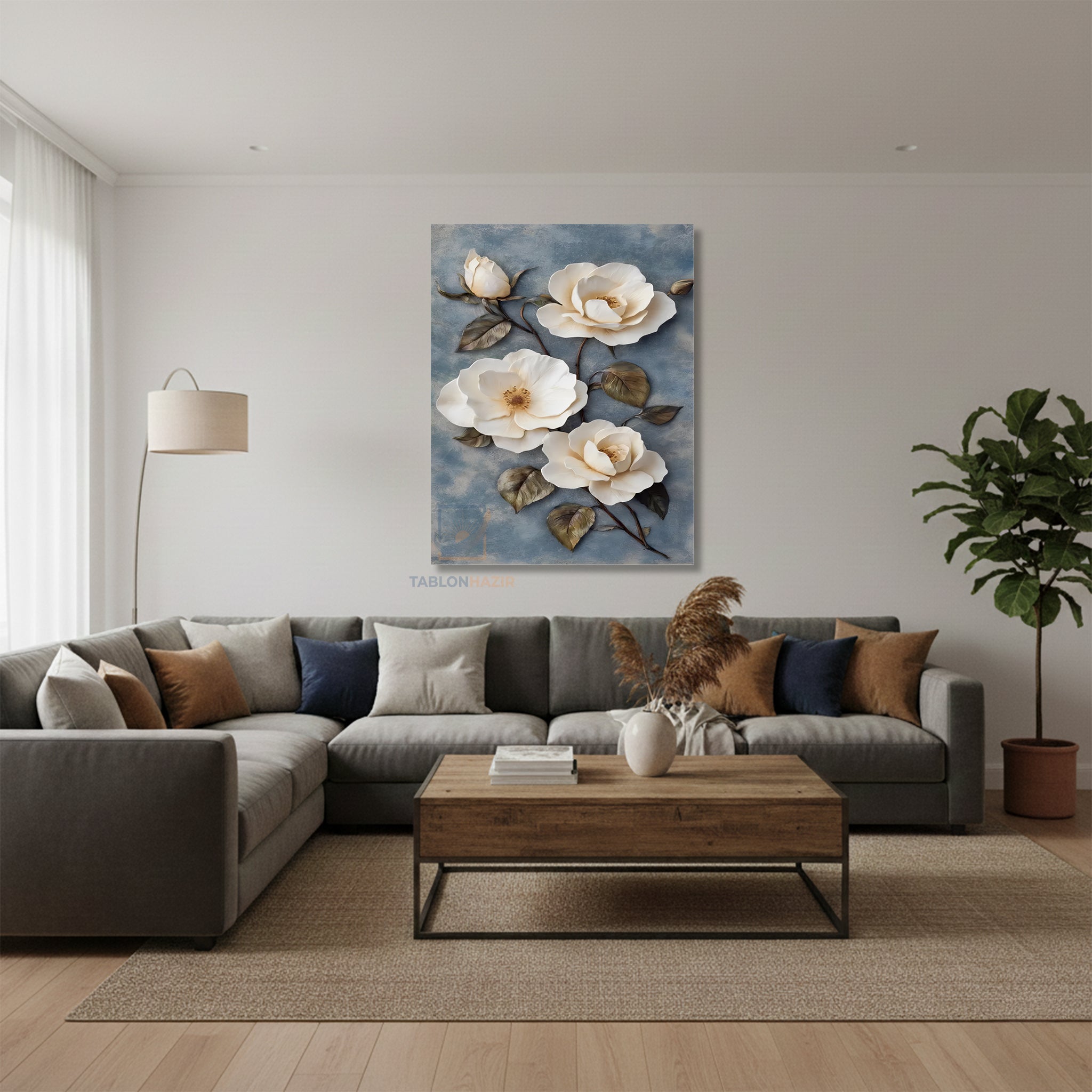 Dikey Kanvas Tablo Salon Duvar Tablosu Güzel Çiçekler Yeni Ev Hediyesi Ofis Tablosu