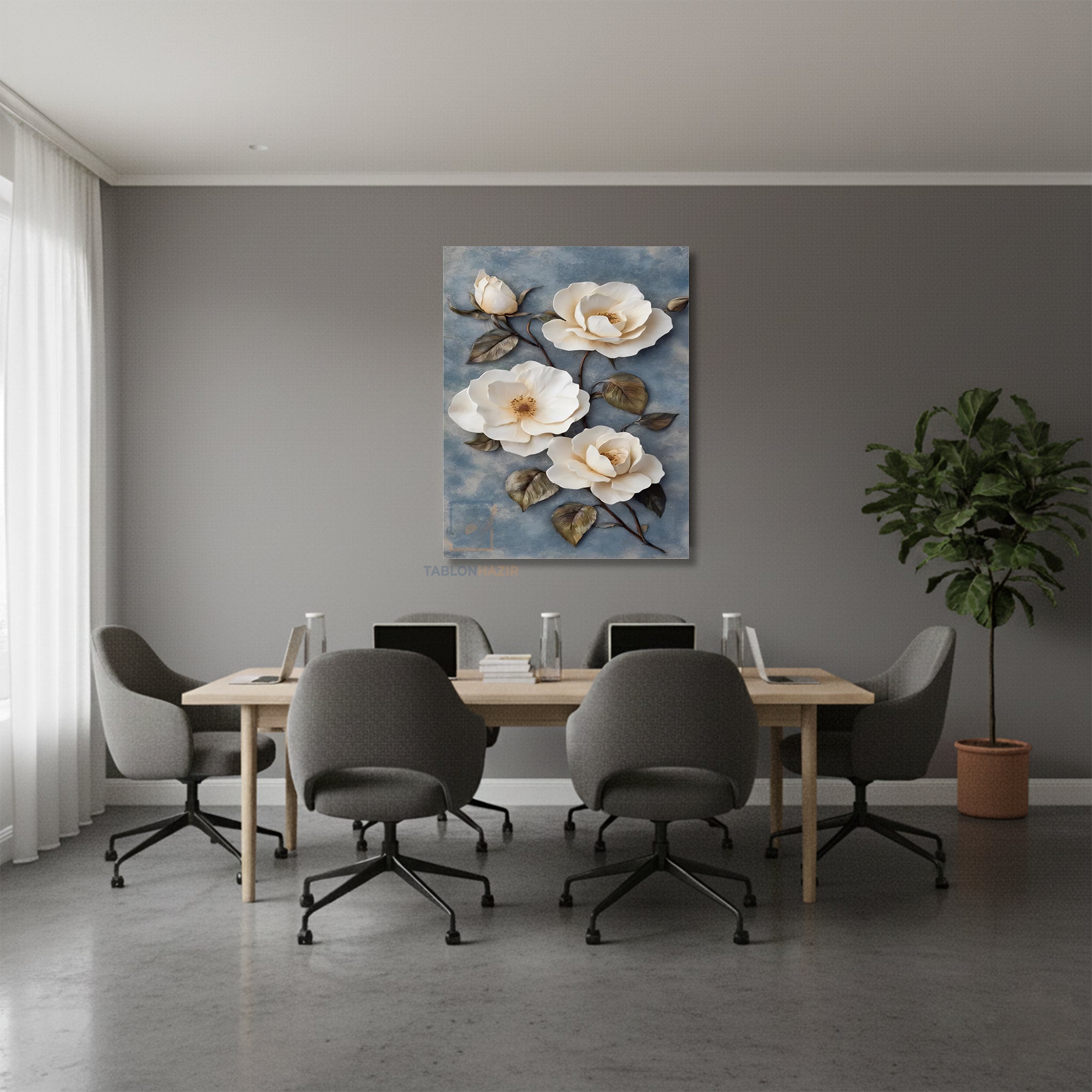 Dikey Kanvas Tablo Salon Duvar Tablosu Güzel Çiçekler Yeni Ev Hediyesi Ofis Tablosu