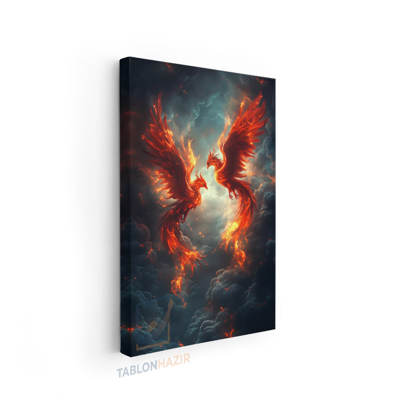 Dikey Kanvas Tablo Salon Duvar Tablosu Iki Anka Kuşu Yeni Ev Hediyesi Ofis Tablosu