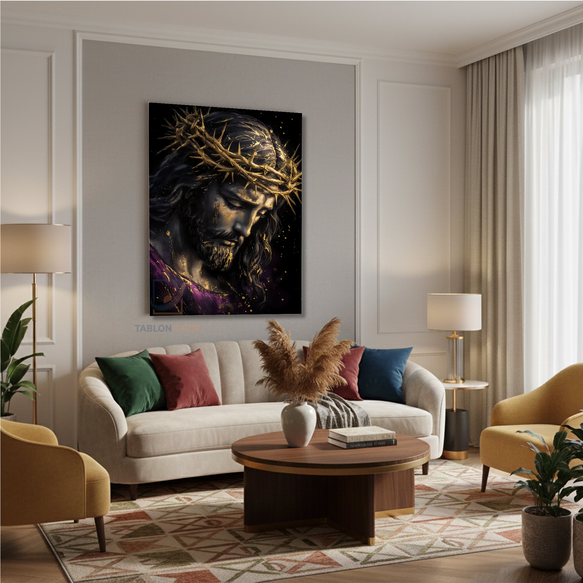 Dikey Kanvas Tablo Salon Duvar Tablosu Isa Soyut Tasarım Yeni Ev Hediyesi Ofis Tablosu