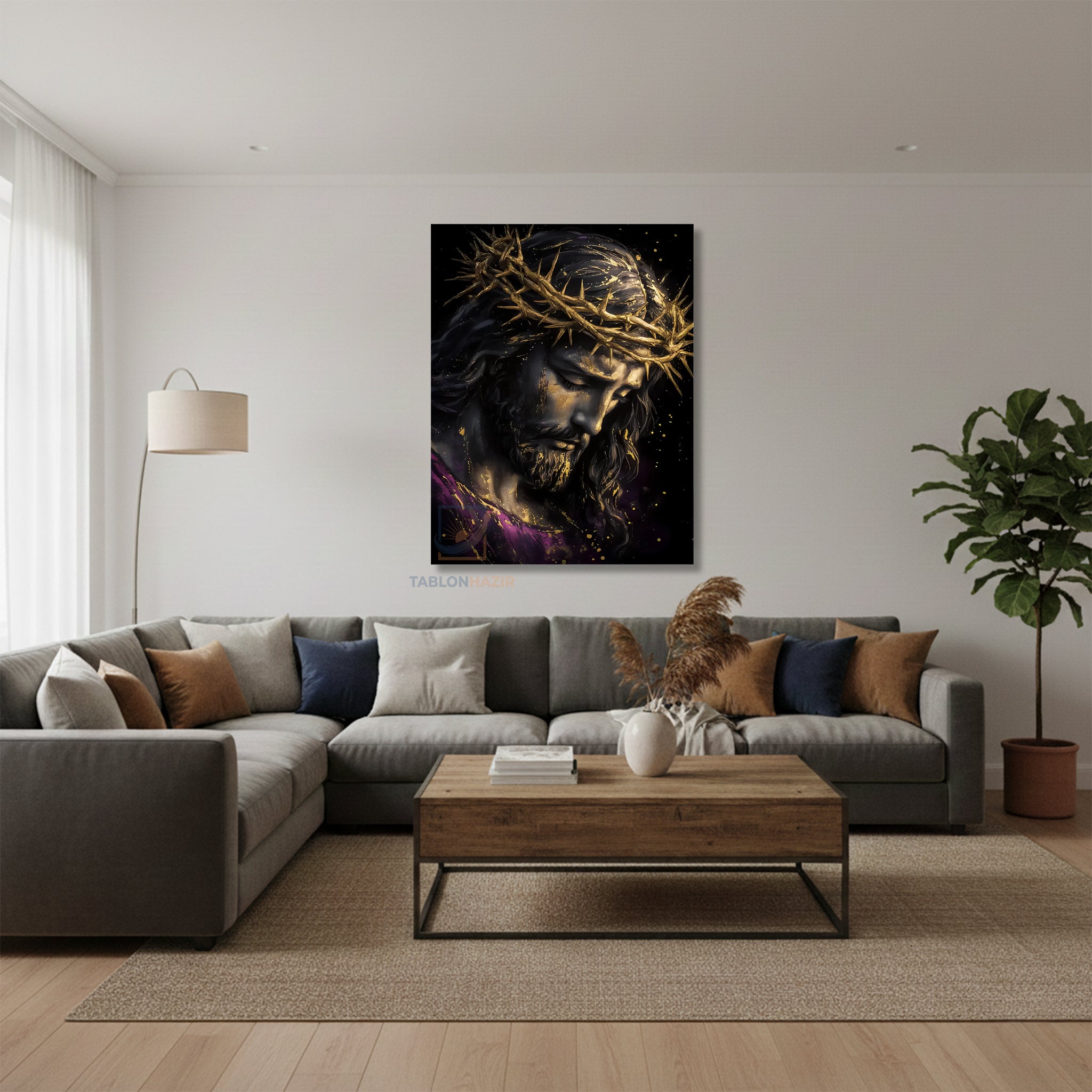 Dikey Kanvas Tablo Salon Duvar Tablosu Isa Soyut Tasarım Yeni Ev Hediyesi Ofis Tablosu