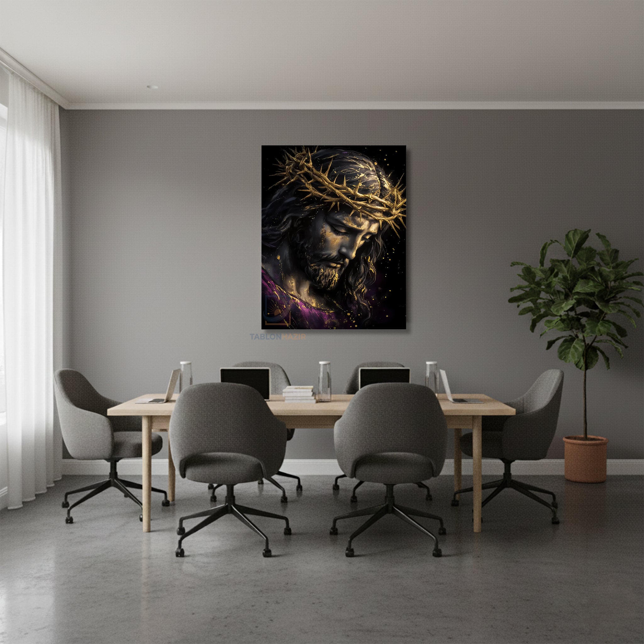 Dikey Kanvas Tablo Salon Duvar Tablosu Isa Soyut Tasarım Yeni Ev Hediyesi Ofis Tablosu