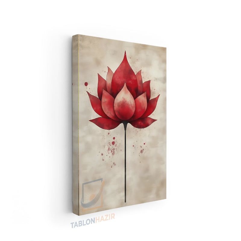 Dikey Kanvas Tablo Salon Duvar Tablosu Kirmizi Çiçek Yeni Ev Hediyesi Ofis Tablosu