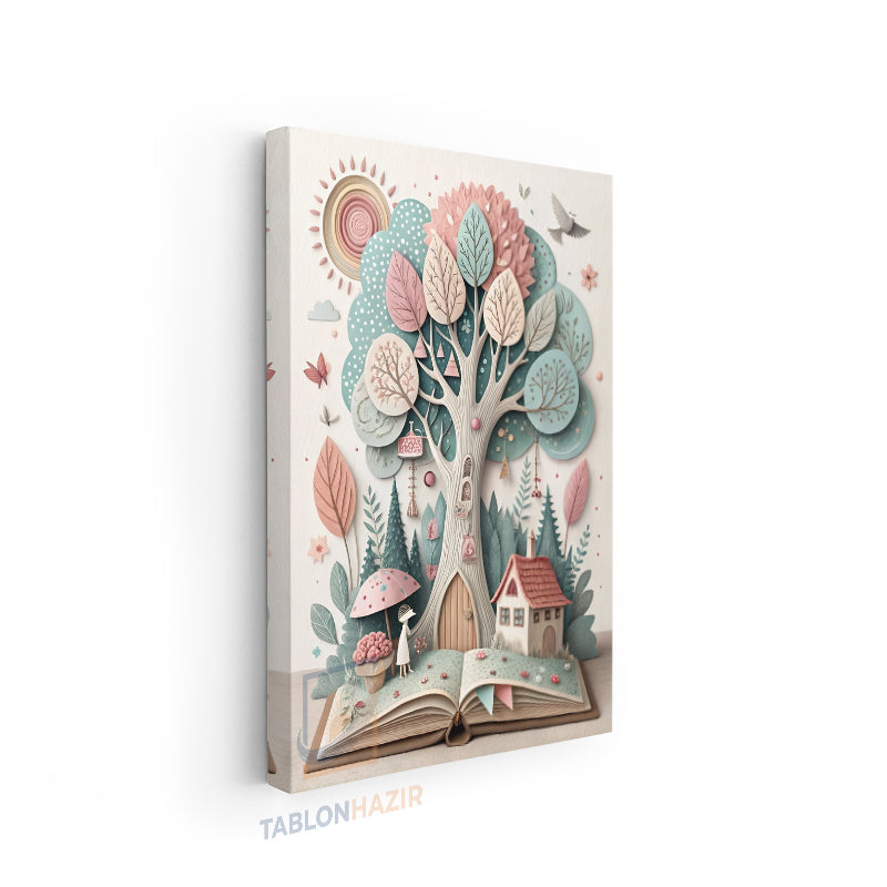 Dikey Kanvas Tablo Salon Duvar Tablosu Kitap Dünyasi Yeni Ev Hediyesi Ofis Tablosu