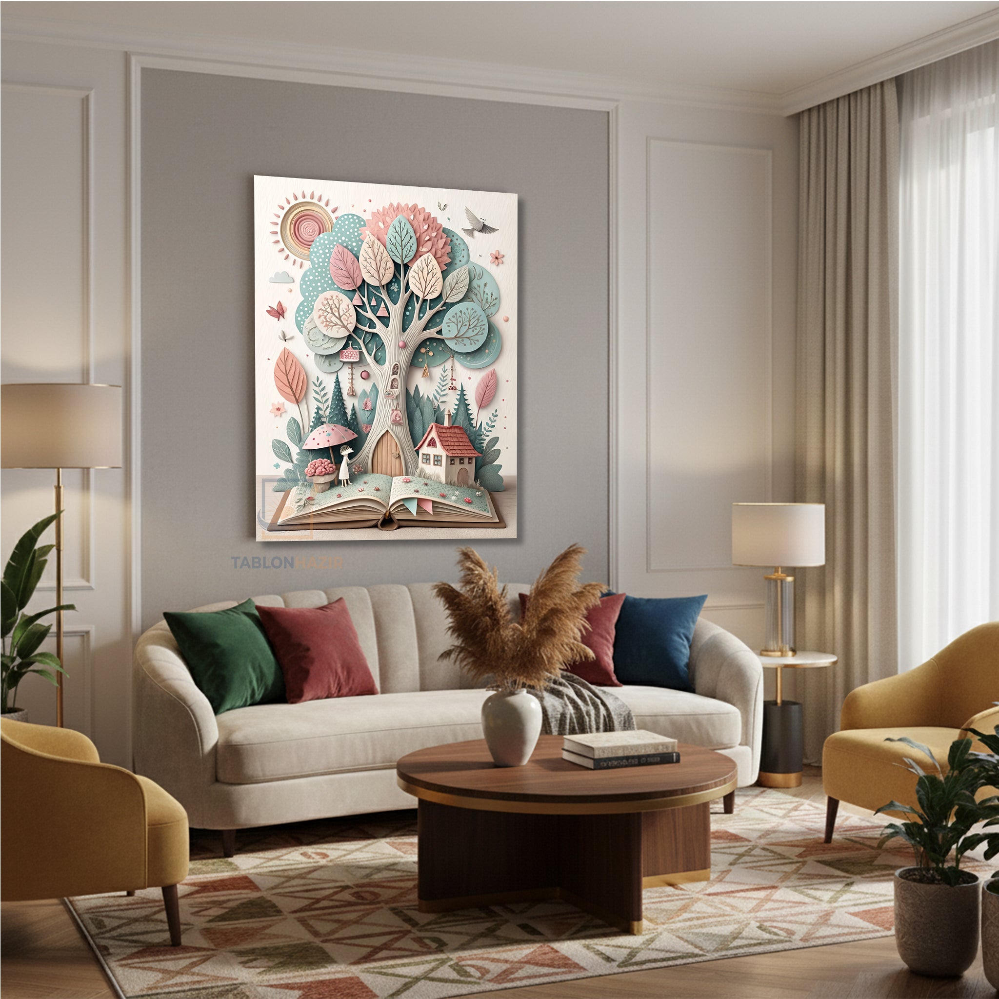 Dikey Kanvas Tablo Salon Duvar Tablosu Kitap Dünyasi Yeni Ev Hediyesi Ofis Tablosu