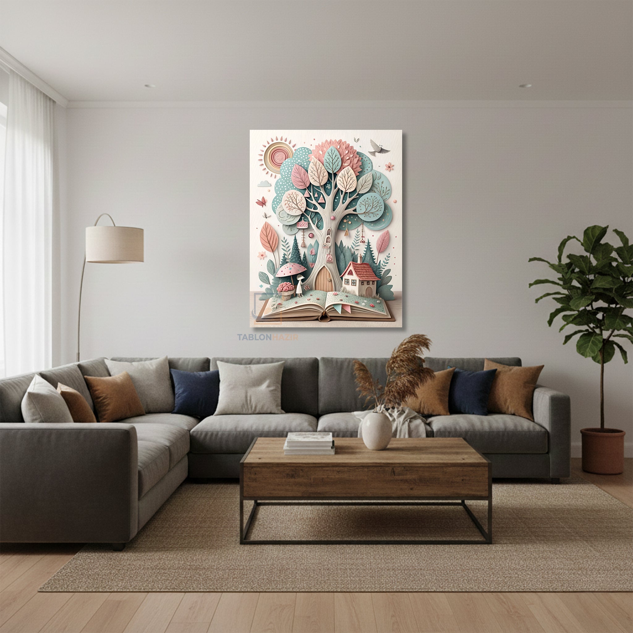 Dikey Kanvas Tablo Salon Duvar Tablosu Kitap Dünyasi Yeni Ev Hediyesi Ofis Tablosu