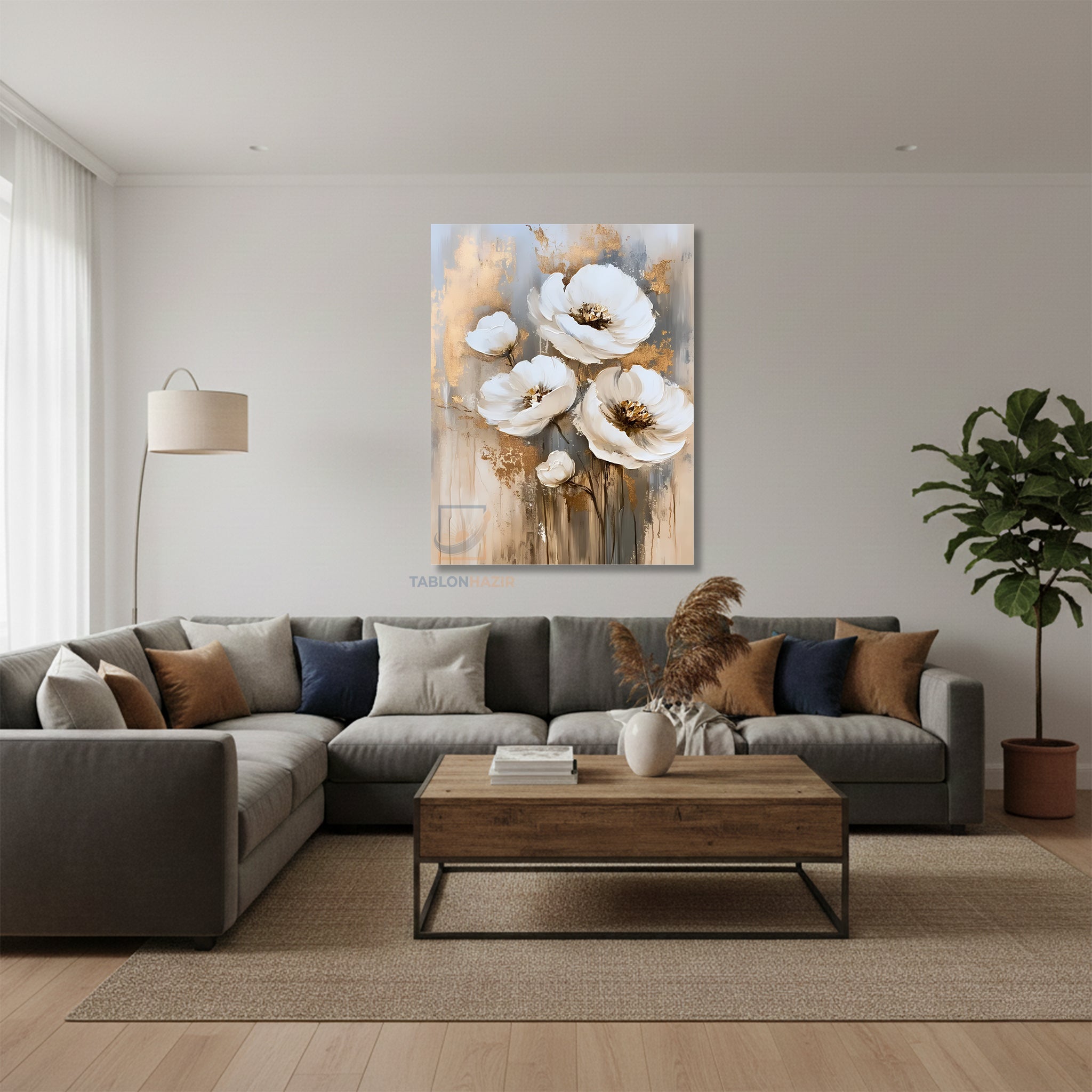 Dikey Kanvas Tablo Salon Duvar Tablosu Klasik Çiçek Yeni Ev Hediyesi Ofis Tablosu