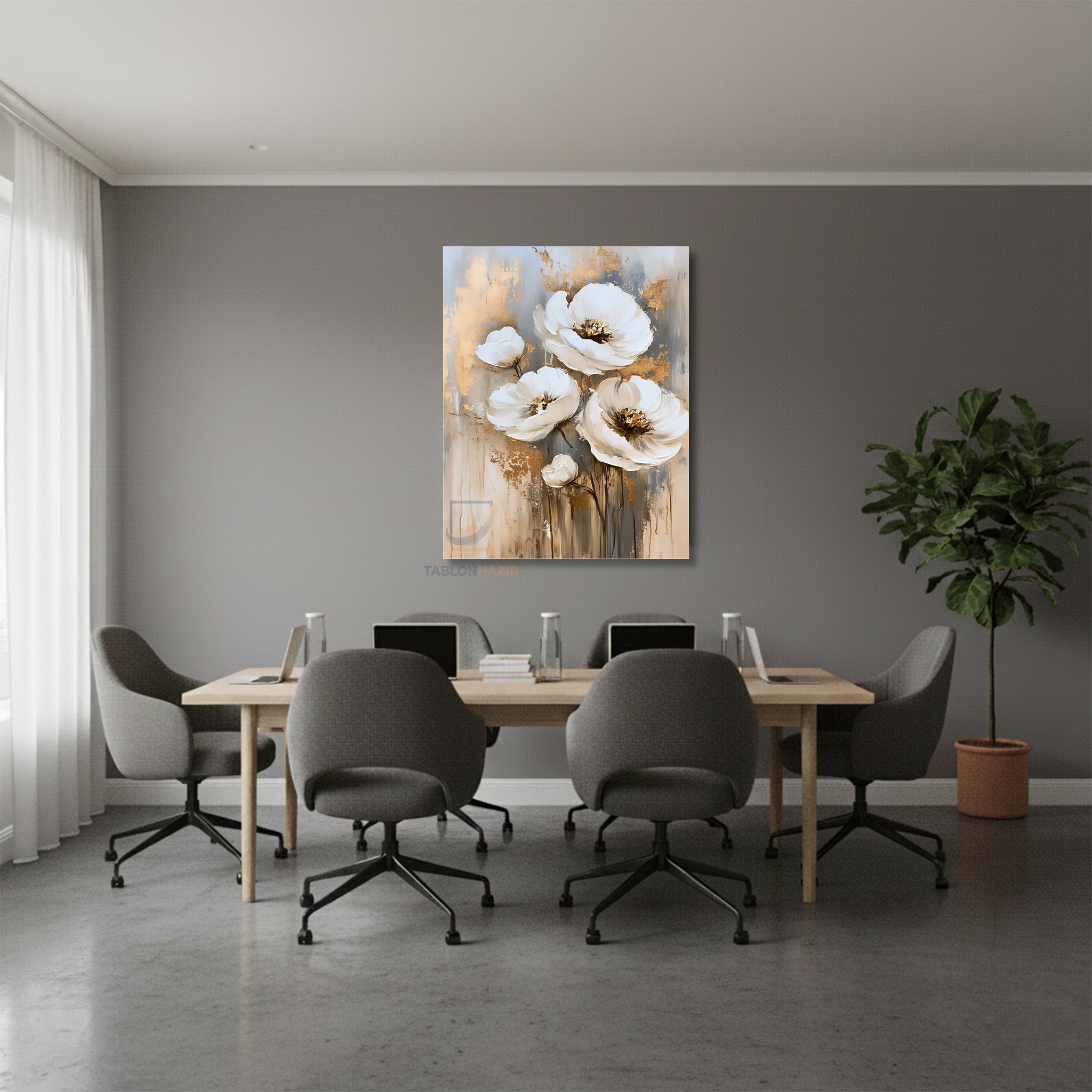 Dikey Kanvas Tablo Salon Duvar Tablosu Klasik Çiçek Yeni Ev Hediyesi Ofis Tablosu