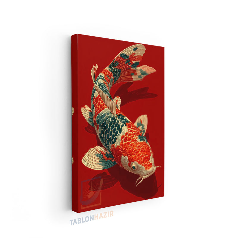 Dikey Kanvas Tablo Salon Duvar Tablosu Koi Kırmızı Mavi Yeni Ev Hediyesi Ofis Tablosu