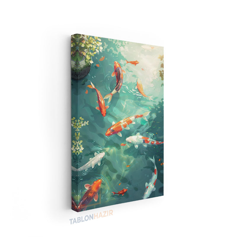 Dikey Kanvas Tablo Salon Duvar Tablosu Koi Fish Etsy Yeni Ev Hediyesi Ofis Tablosu