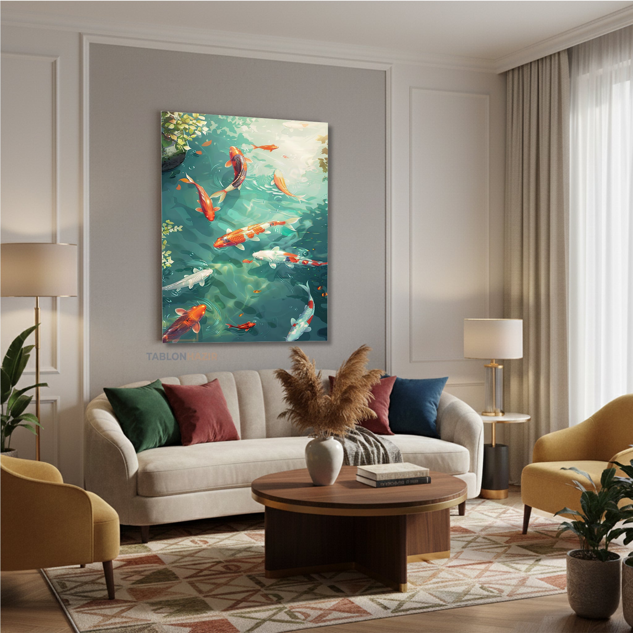 Dikey Kanvas Tablo Salon Duvar Tablosu Koi Fish Etsy Yeni Ev Hediyesi Ofis Tablosu