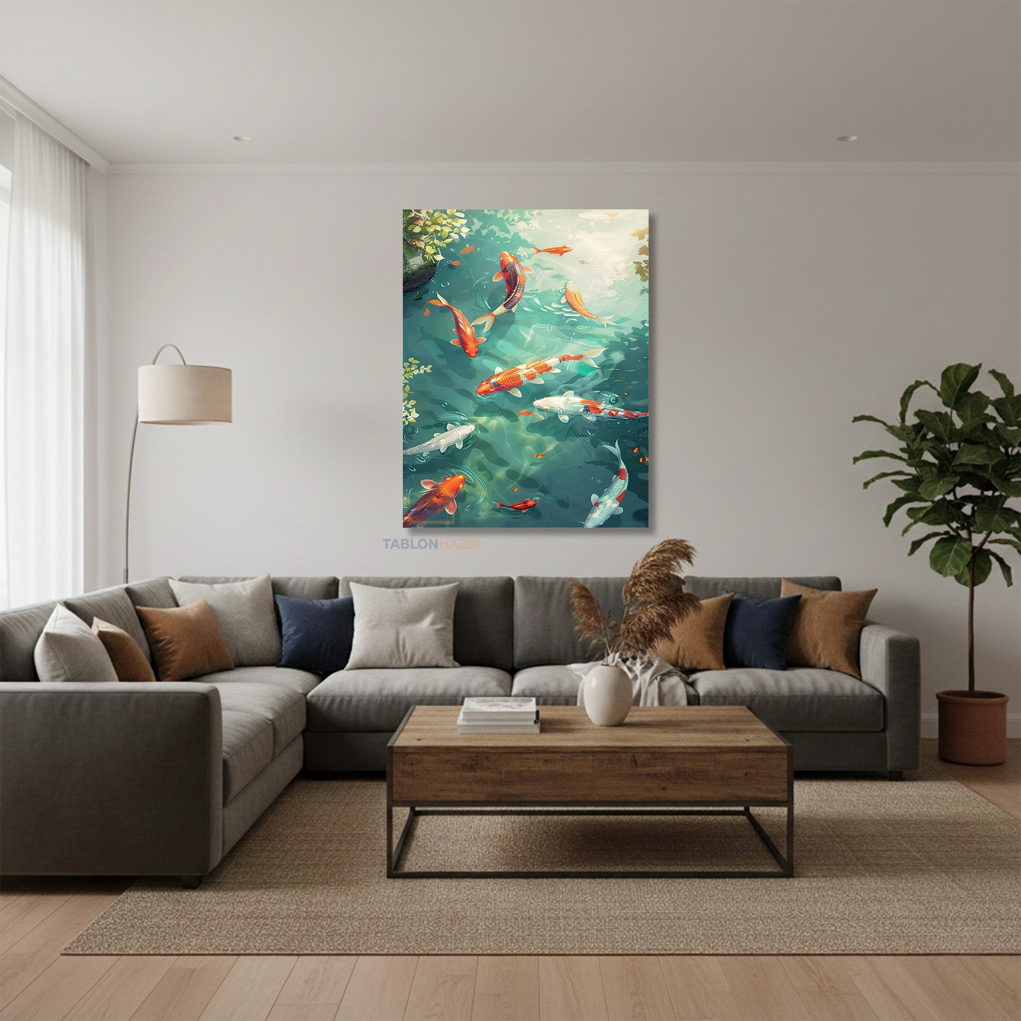 Dikey Kanvas Tablo Salon Duvar Tablosu Koi Fish Etsy Yeni Ev Hediyesi Ofis Tablosu