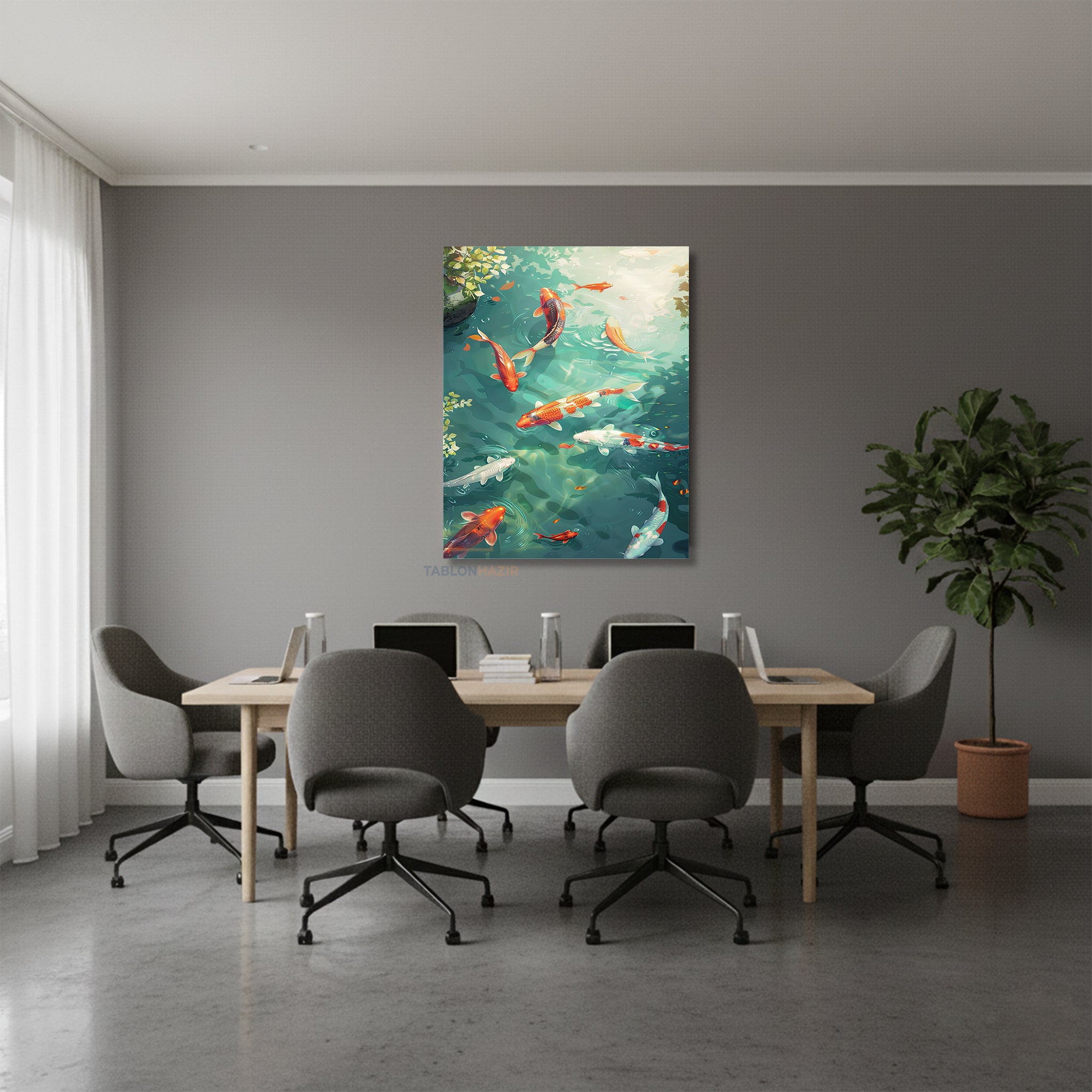 Dikey Kanvas Tablo Salon Duvar Tablosu Koi Fish Etsy Yeni Ev Hediyesi Ofis Tablosu