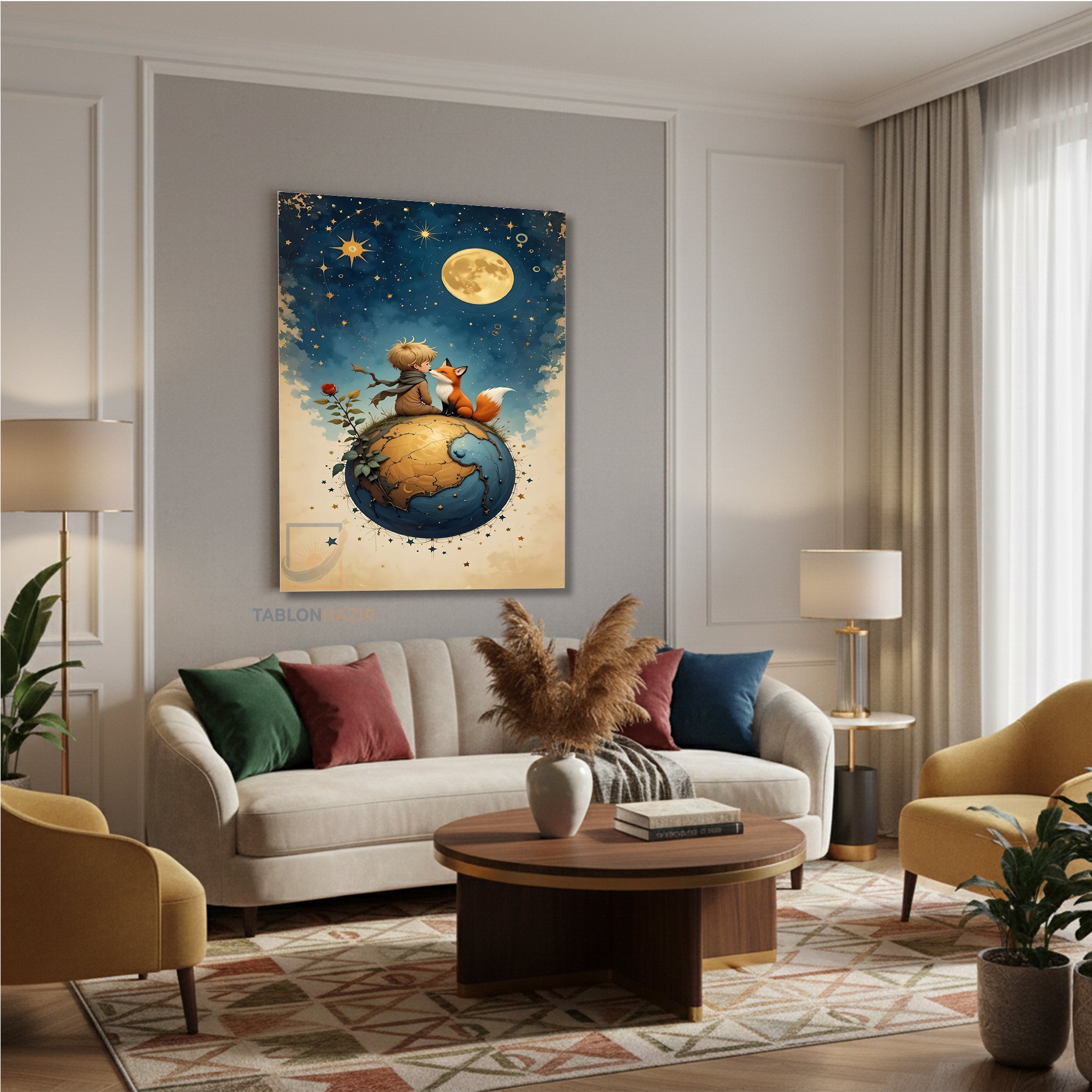 Dikey Kanvas Tablo Salon Duvar Tablosu Kucuk Prens Yeni Ev Hediyesi Ofis Tablosu