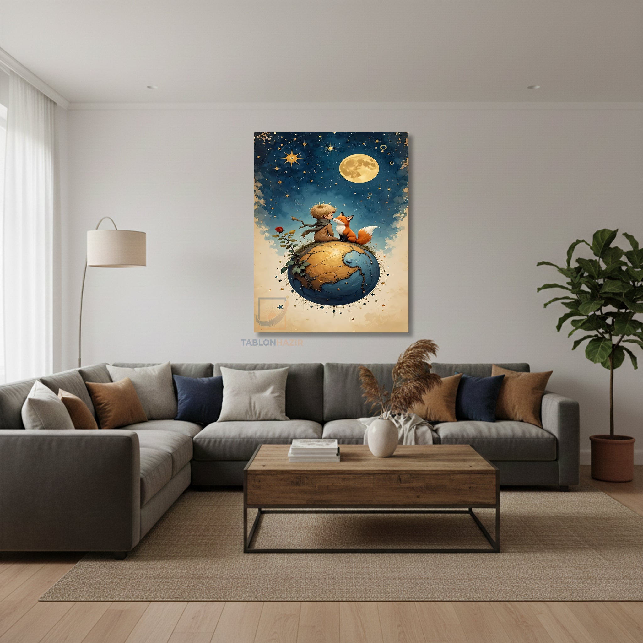 Dikey Kanvas Tablo Salon Duvar Tablosu Kucuk Prens Yeni Ev Hediyesi Ofis Tablosu