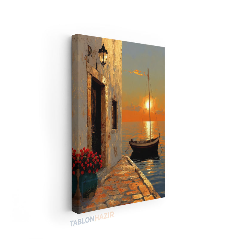 Dikey Kanvas Tablo Salon Duvar Tablosu Manzara Gunbatimi Yeni Ev Hediyesi Ofis Tablosu