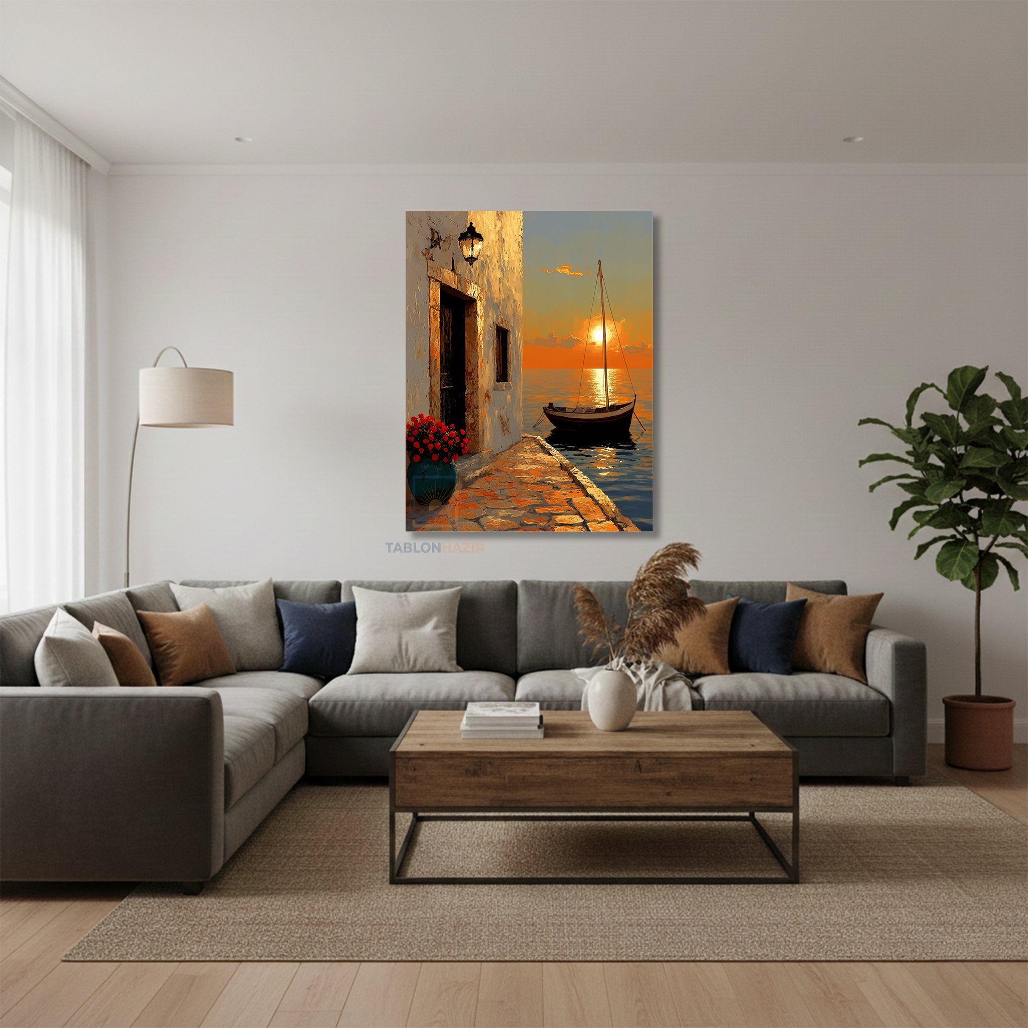 Dikey Kanvas Tablo Salon Duvar Tablosu Manzara Gunbatimi Yeni Ev Hediyesi Ofis Tablosu