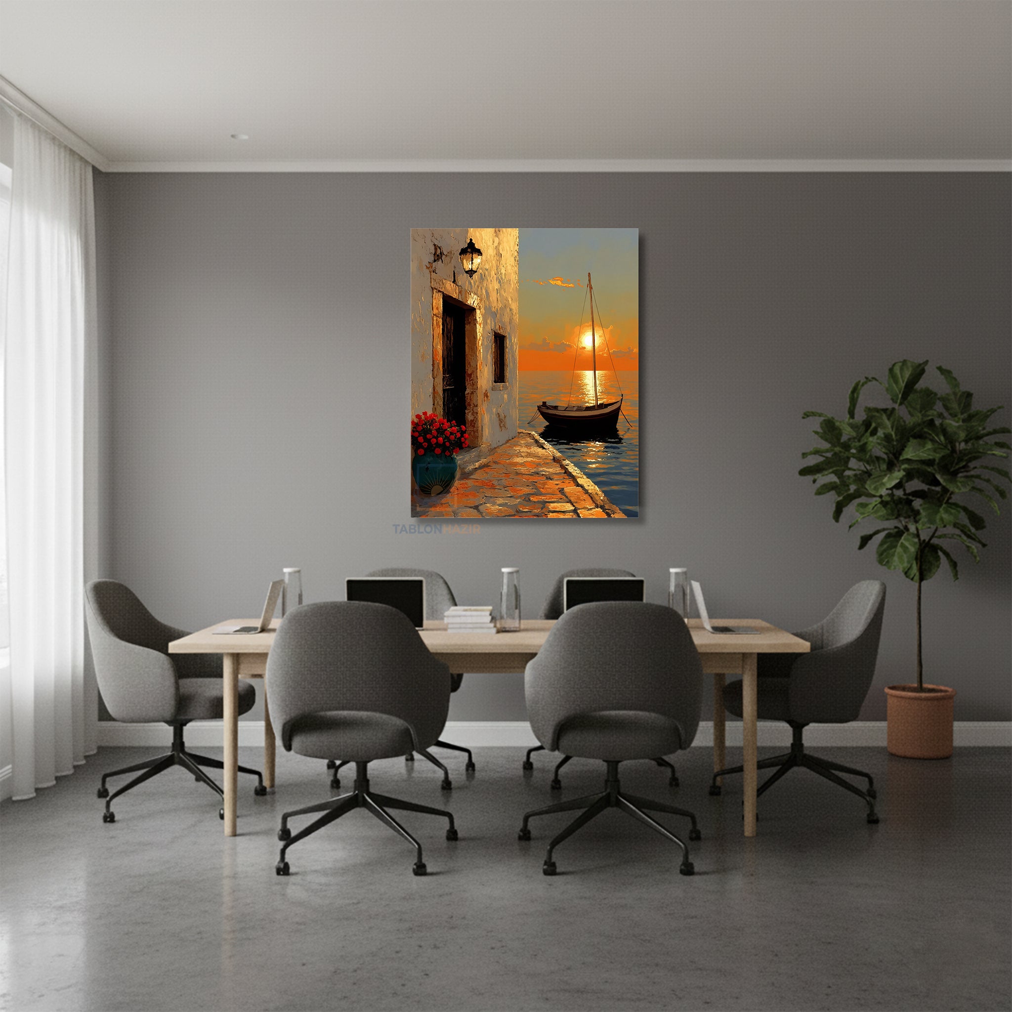 Dikey Kanvas Tablo Salon Duvar Tablosu Manzara Gunbatimi Yeni Ev Hediyesi Ofis Tablosu