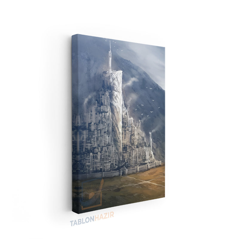 Dikey Kanvas Tablo Salon Duvar Tablosu Minas Tirith Yeni Ev Hediyesi Ofis Tablosu