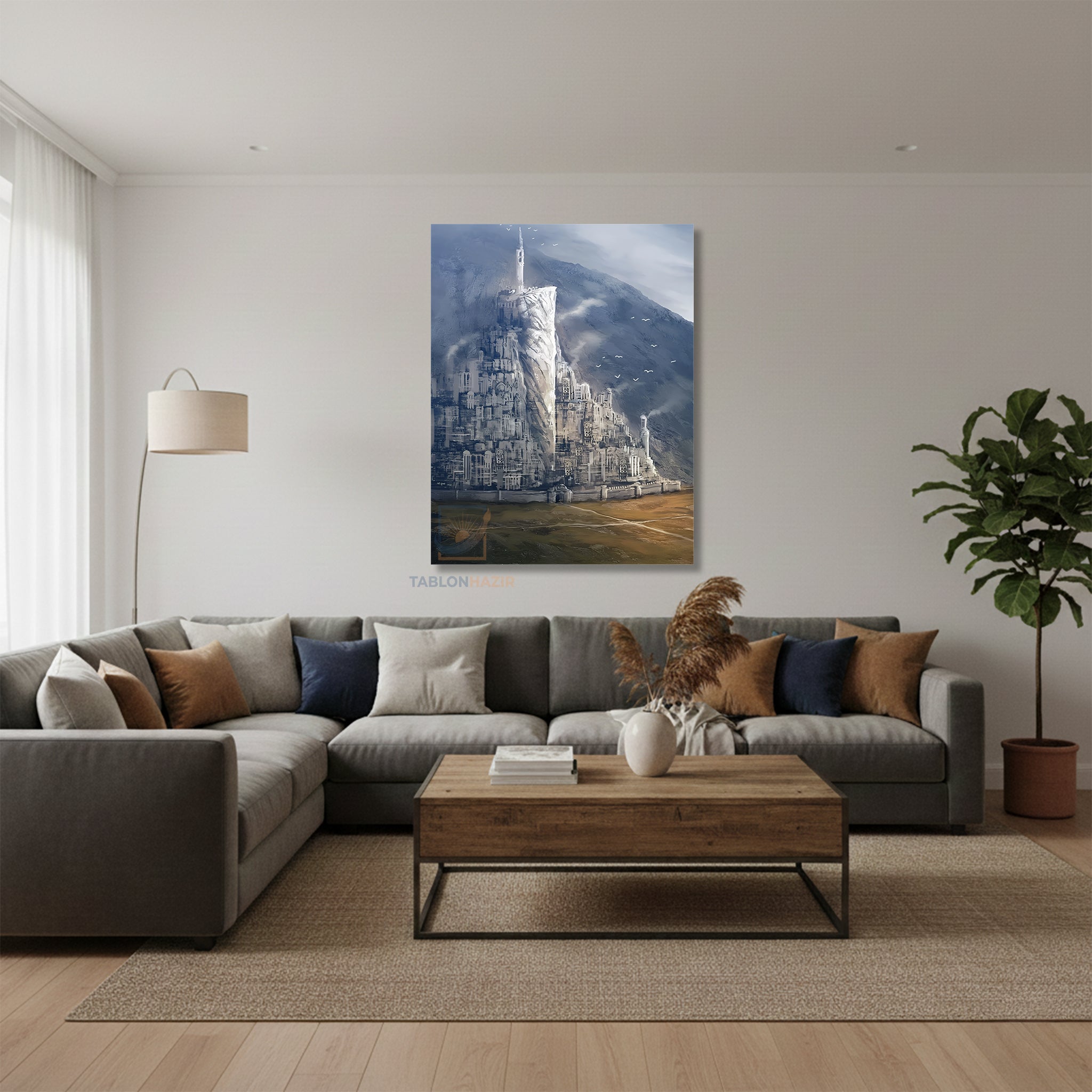 Dikey Kanvas Tablo Salon Duvar Tablosu Minas Tirith Yeni Ev Hediyesi Ofis Tablosu