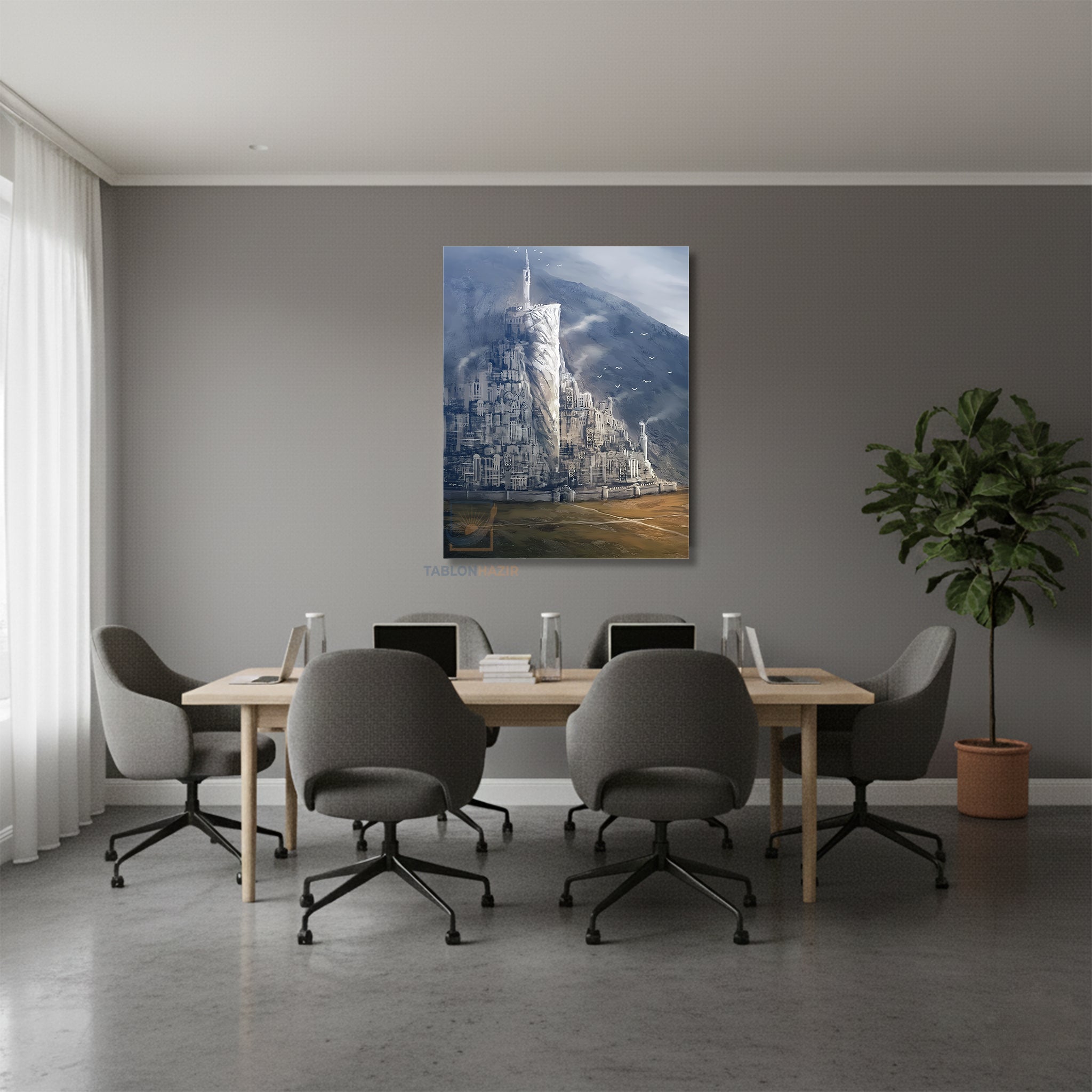 Dikey Kanvas Tablo Salon Duvar Tablosu Minas Tirith Yeni Ev Hediyesi Ofis Tablosu