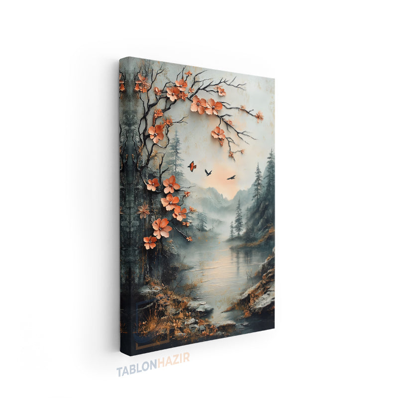 Dikey Kanvas Tablo Salon Duvar Tablosu Mistik Doga Temasi Yeni Ev Hediyesi Ofis Tablosu