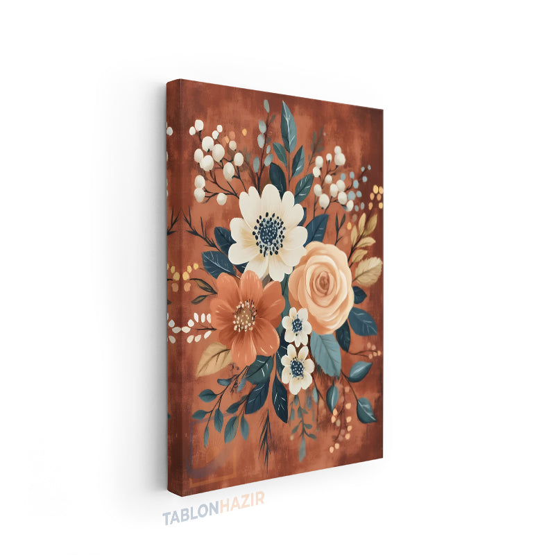Dikey Kanvas Tablo Salon Duvar Tablosu Renkli Çiçek Yeni Ev Hediyesi Ofis Tablosu