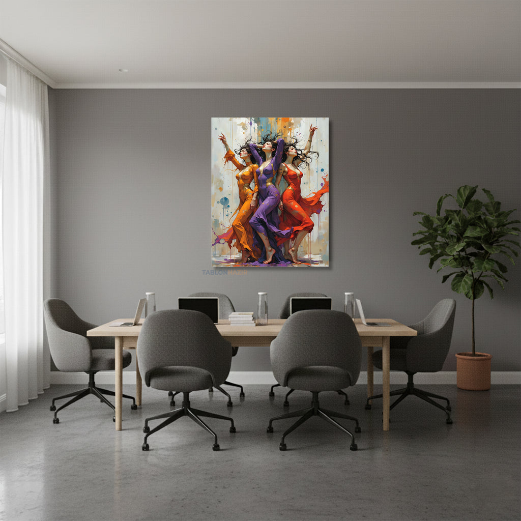 Dikey Kanvas Tablo Salon Duvar Tablosu Renkli Kizlar Yeni Ev Hediyesi Ofis Tablosu