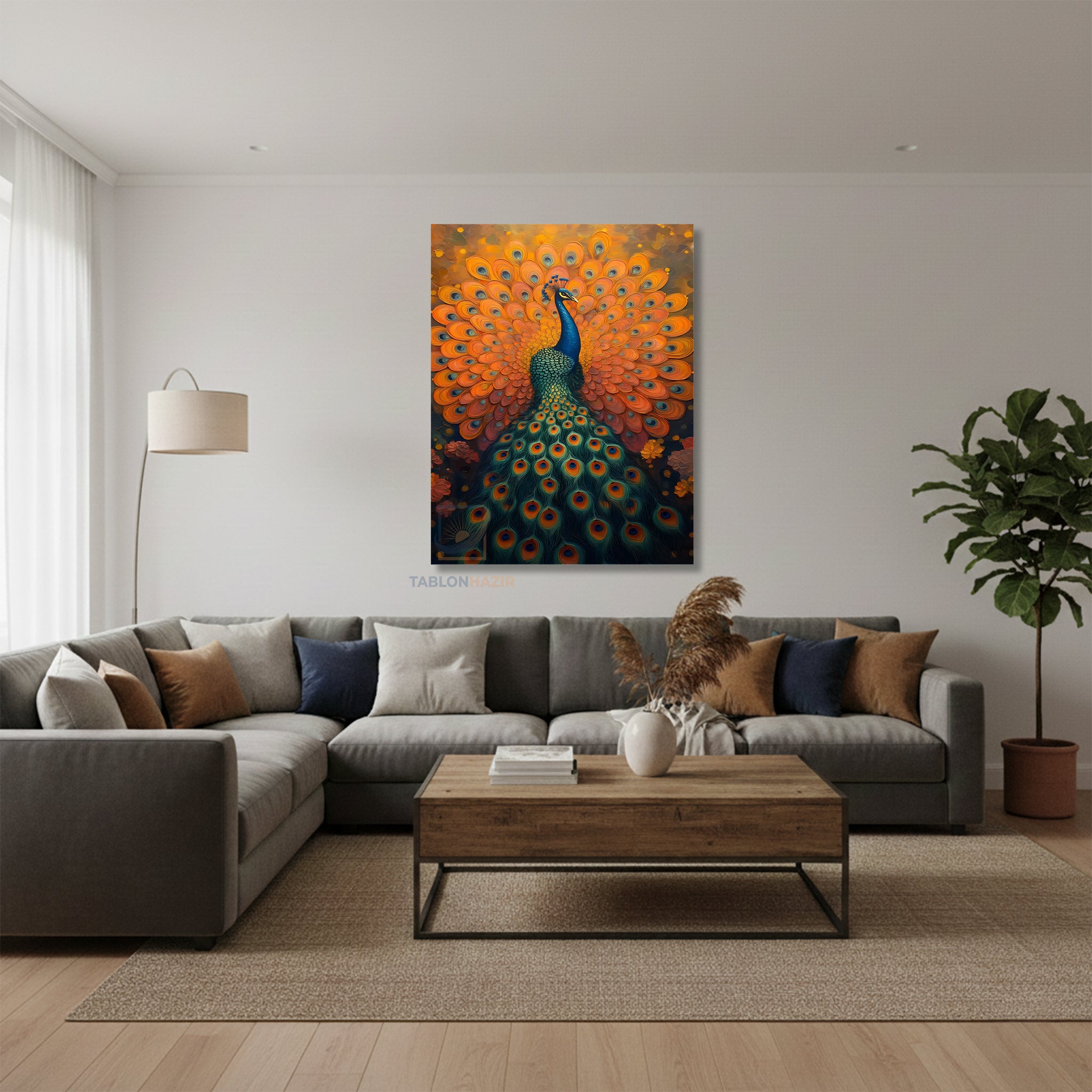 Dikey Kanvas Tablo Salon Duvar Tablosu Renkli TavuzKuşu Yeni Ev Hediyesi Ofis Tablosu