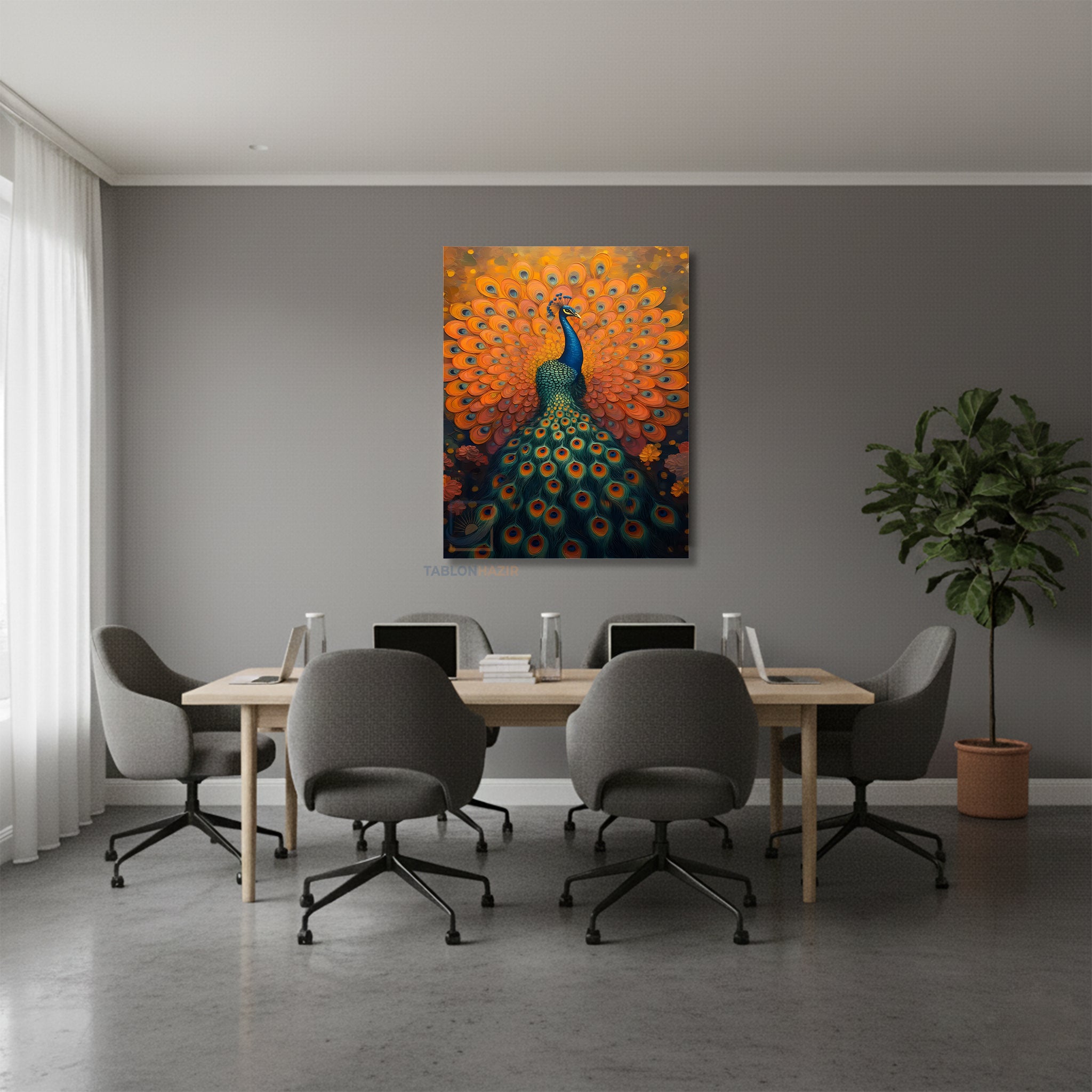 Dikey Kanvas Tablo Salon Duvar Tablosu Renkli TavuzKuşu Yeni Ev Hediyesi Ofis Tablosu