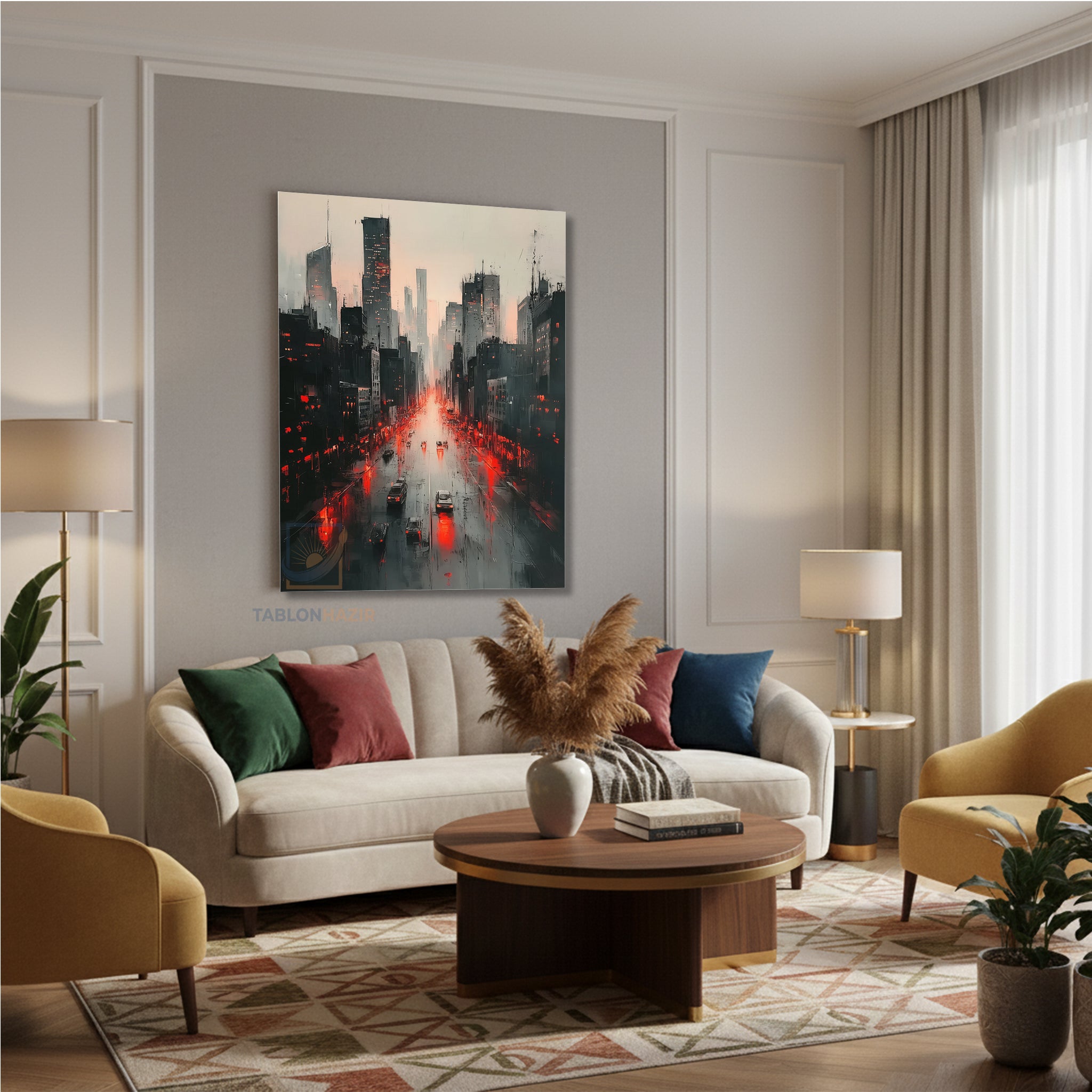 Dikey Kanvas Tablo Salon Duvar Tablosu Sehir Merkezi Yeni Ev Hediyesi Ofis Tablosu