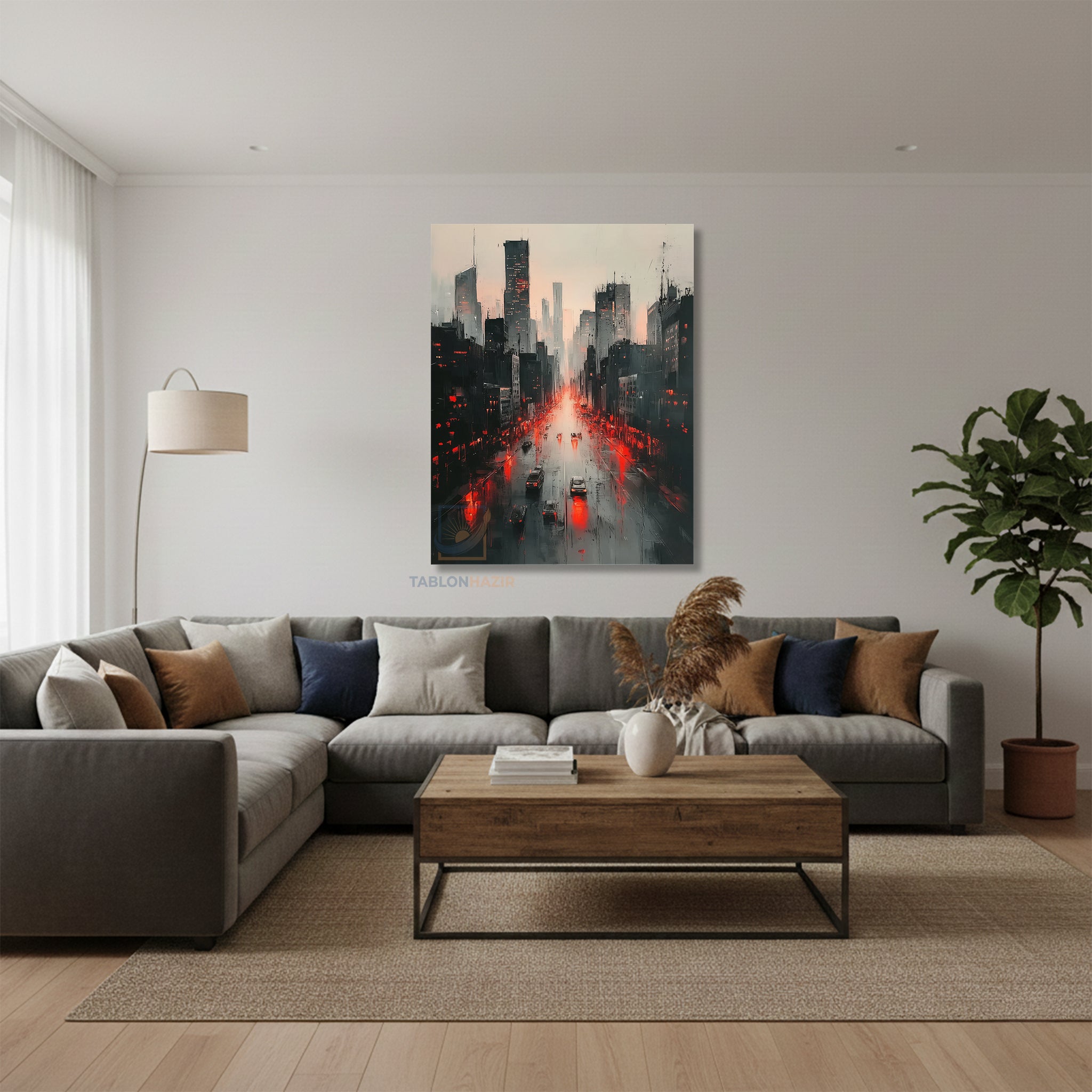 Dikey Kanvas Tablo Salon Duvar Tablosu Sehir Merkezi Yeni Ev Hediyesi Ofis Tablosu