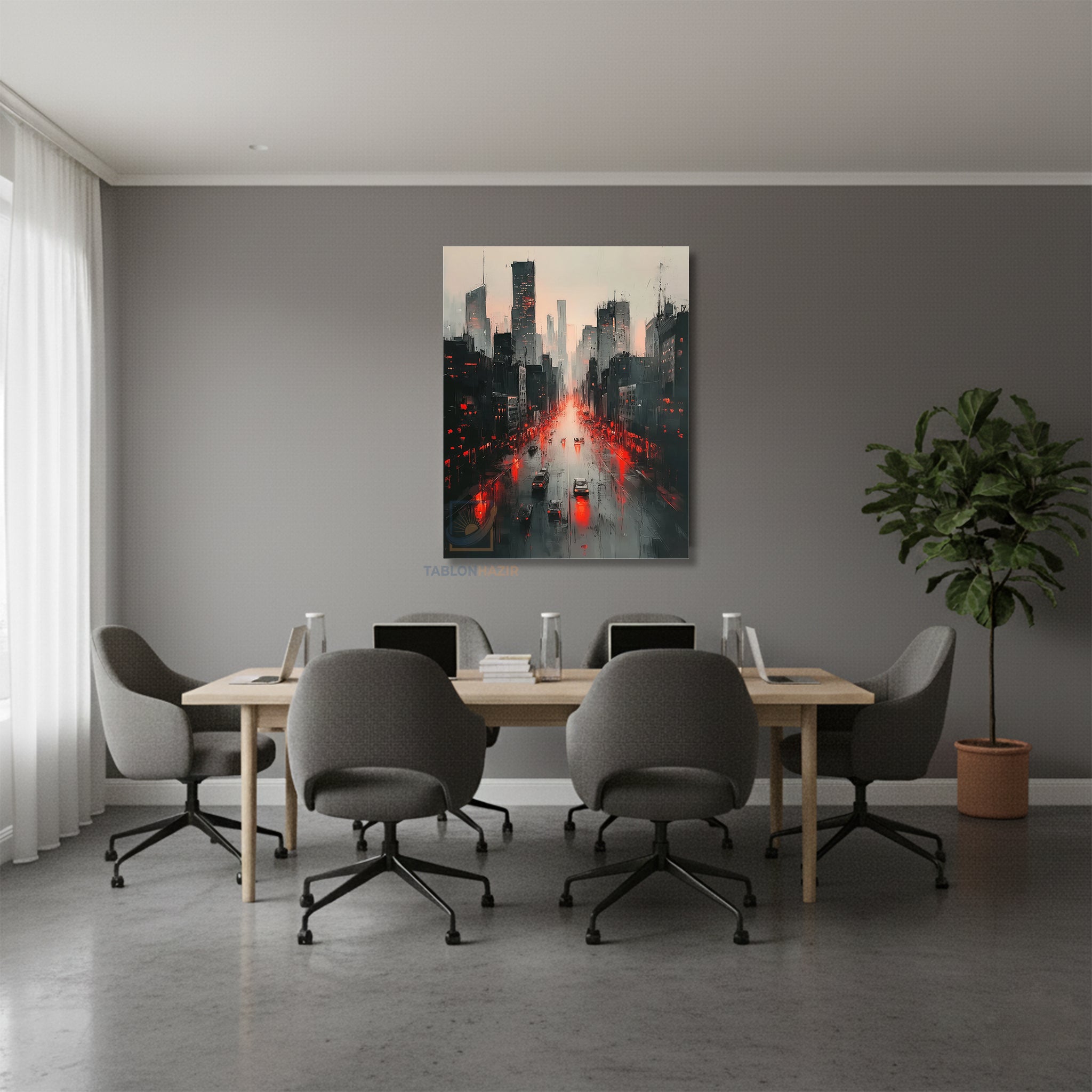 Dikey Kanvas Tablo Salon Duvar Tablosu Sehir Merkezi Yeni Ev Hediyesi Ofis Tablosu