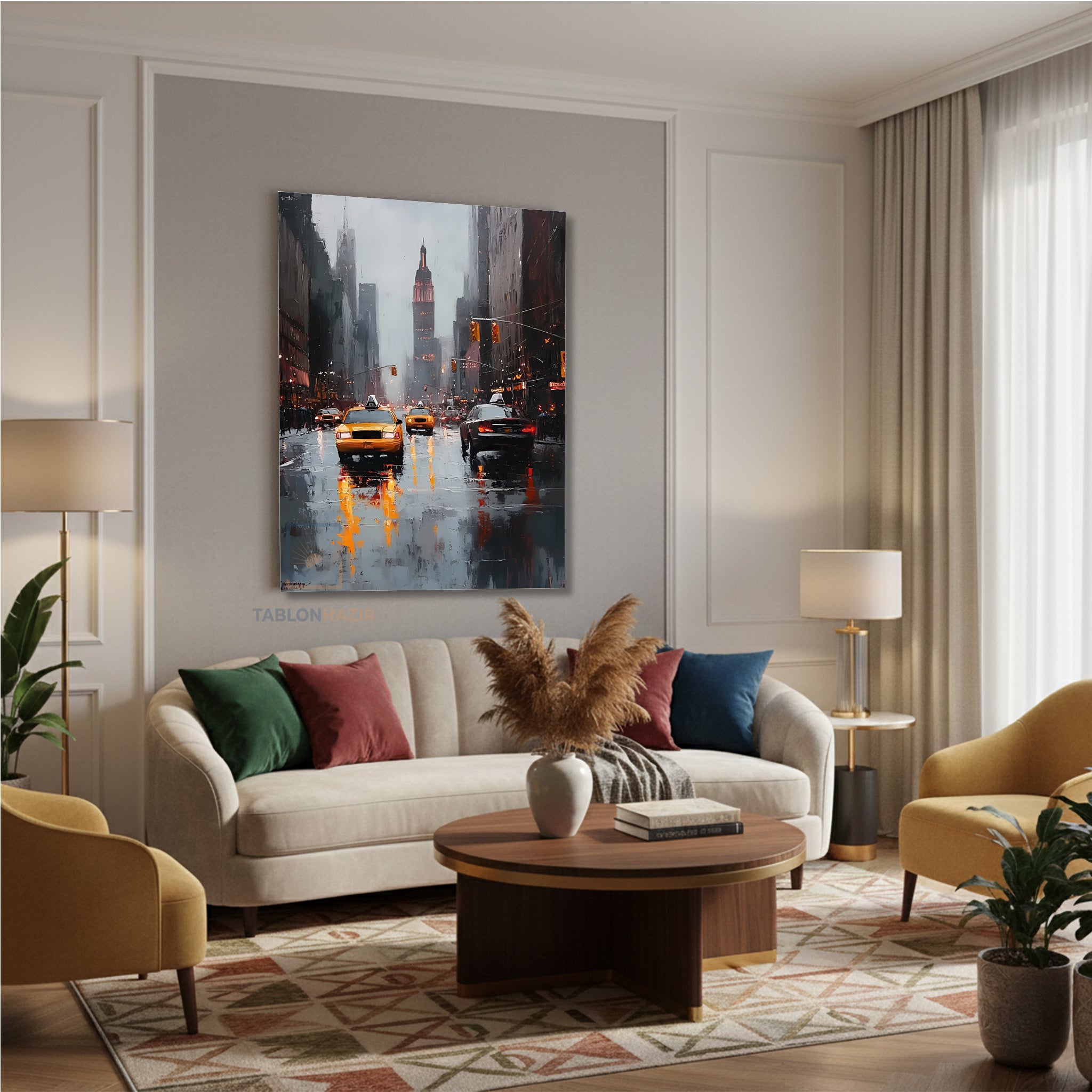 Dikey Kanvas Tablo Salon Duvar Tablosu Sehir Trafik Yeni Ev Hediyesi Ofis Tablosu