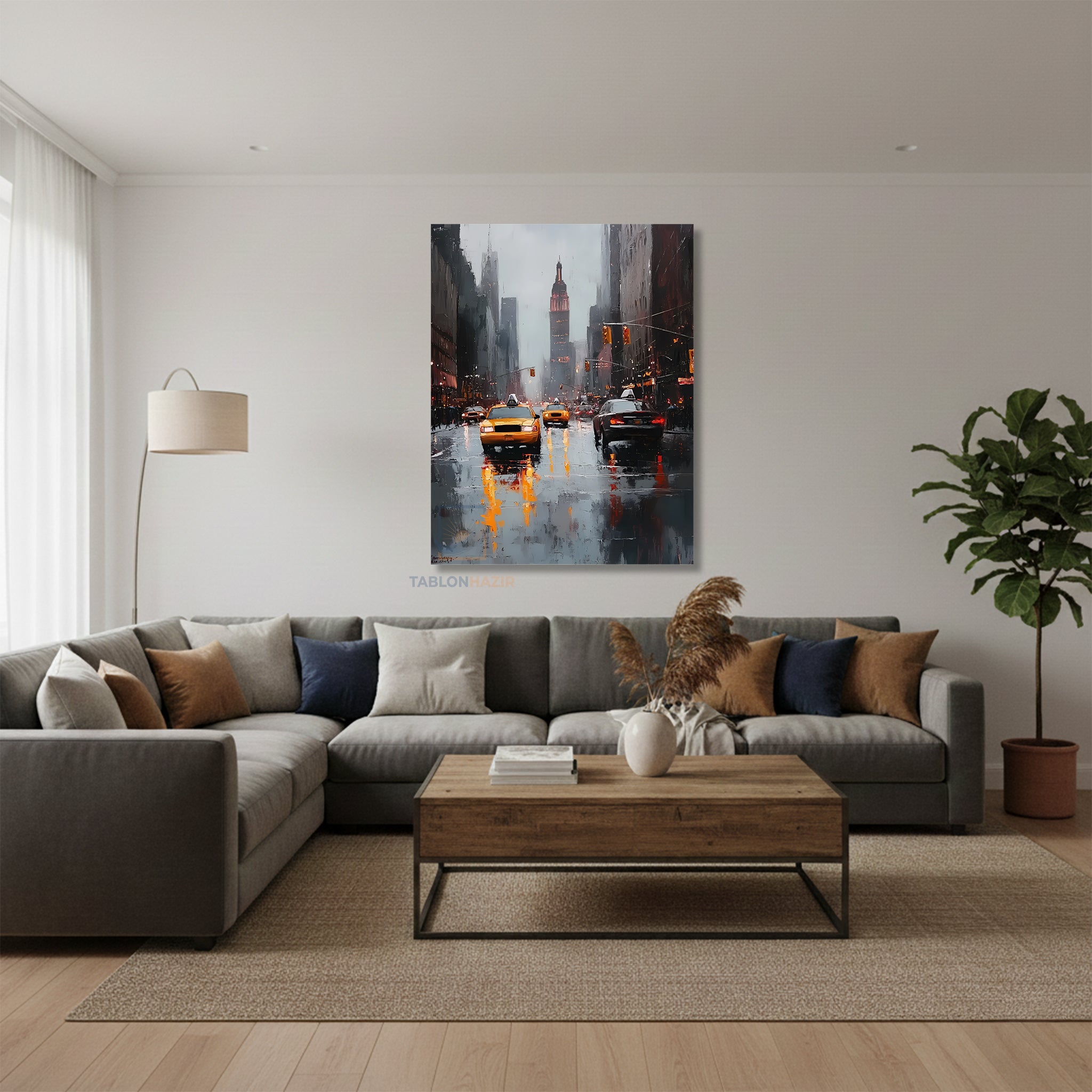Dikey Kanvas Tablo Salon Duvar Tablosu Sehir Trafik Yeni Ev Hediyesi Ofis Tablosu