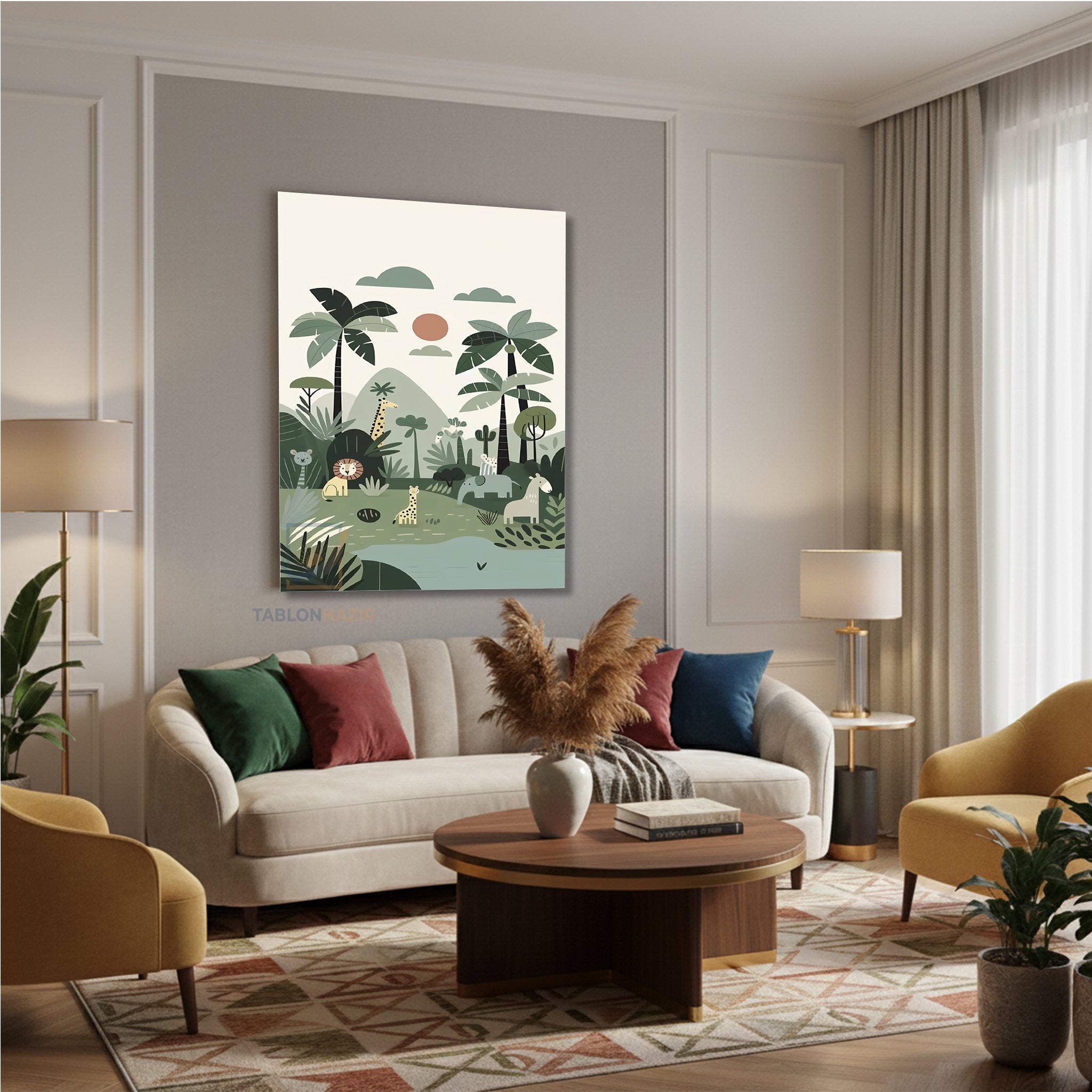 Dikey Kanvas Tablo Salon Duvar Tablosu Sevimli Hayvanlar Yeni Ev Hediyesi Ofis Tablosu