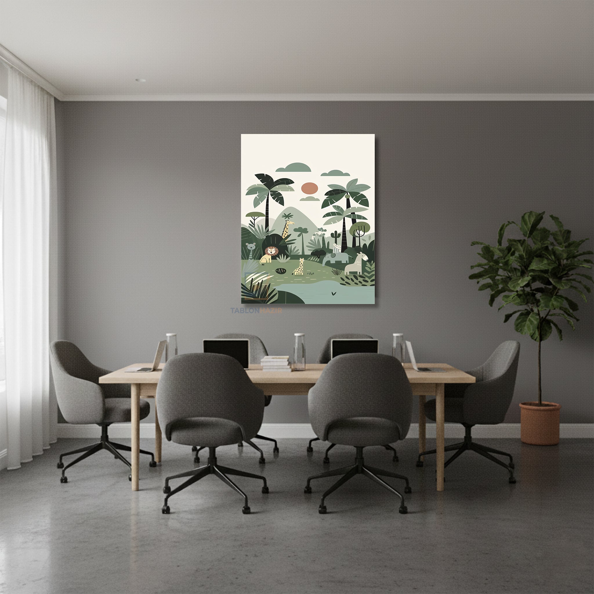 Dikey Kanvas Tablo Salon Duvar Tablosu Sevimli Hayvanlar Yeni Ev Hediyesi Ofis Tablosu