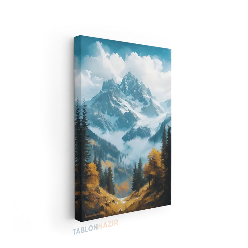 Dikey Kanvas Tablo Salon Duvar Tablosu Sisli Dag Yeni Ev Hediyesi Ofis Tablosu
