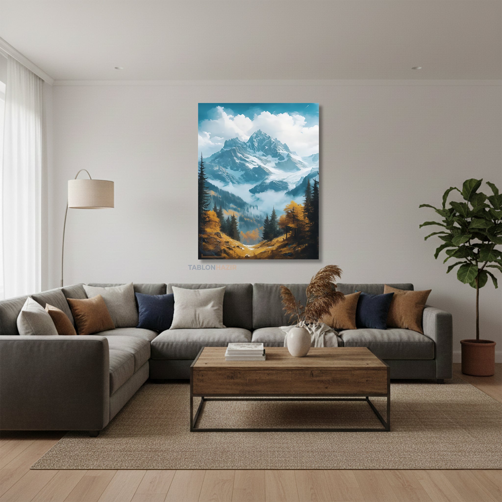 Dikey Kanvas Tablo Salon Duvar Tablosu Sisli Dag Yeni Ev Hediyesi Ofis Tablosu