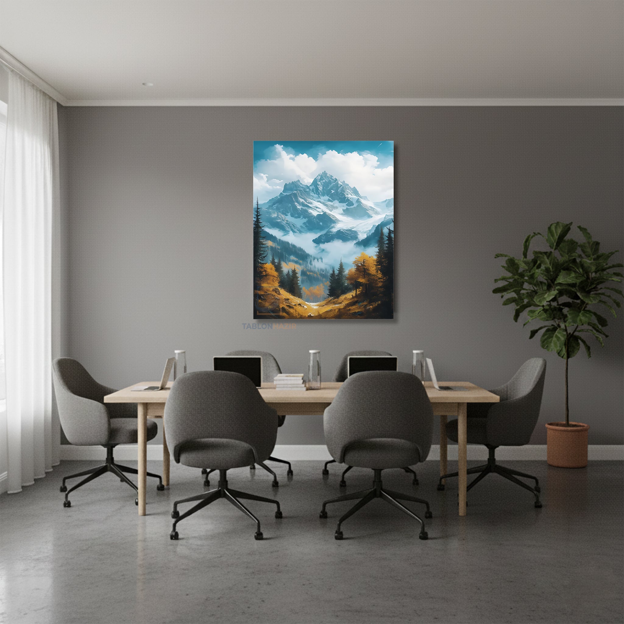 Dikey Kanvas Tablo Salon Duvar Tablosu Sisli Dag Yeni Ev Hediyesi Ofis Tablosu