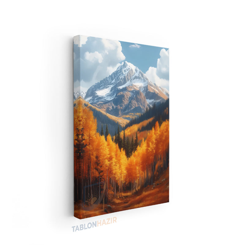 Dikey Kanvas Tablo Salon Duvar Tablosu Sonbahar Dag Manzara Yeni Ev Hediyesi Ofis Tablosu