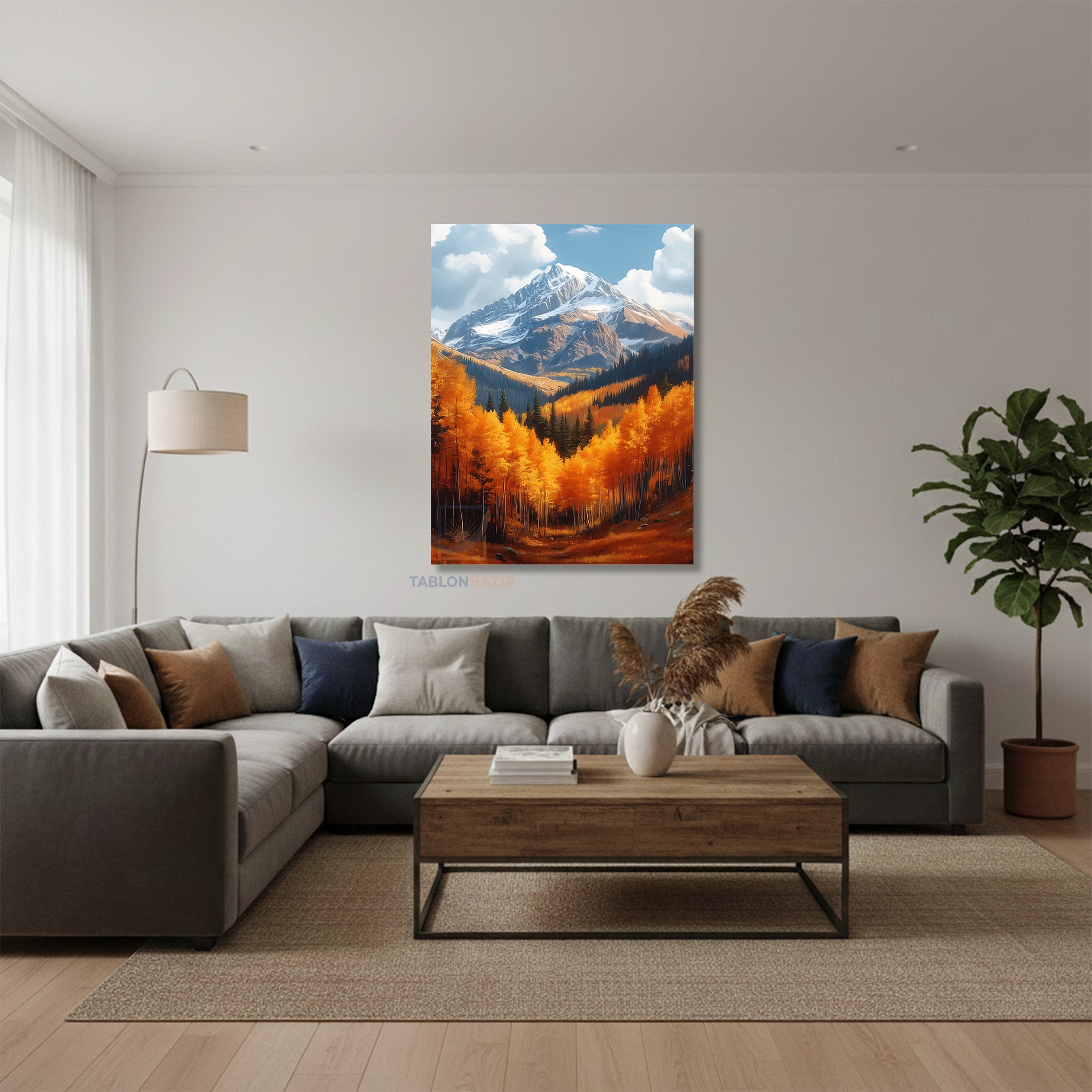 Dikey Kanvas Tablo Salon Duvar Tablosu Sonbahar Dag Manzara Yeni Ev Hediyesi Ofis Tablosu