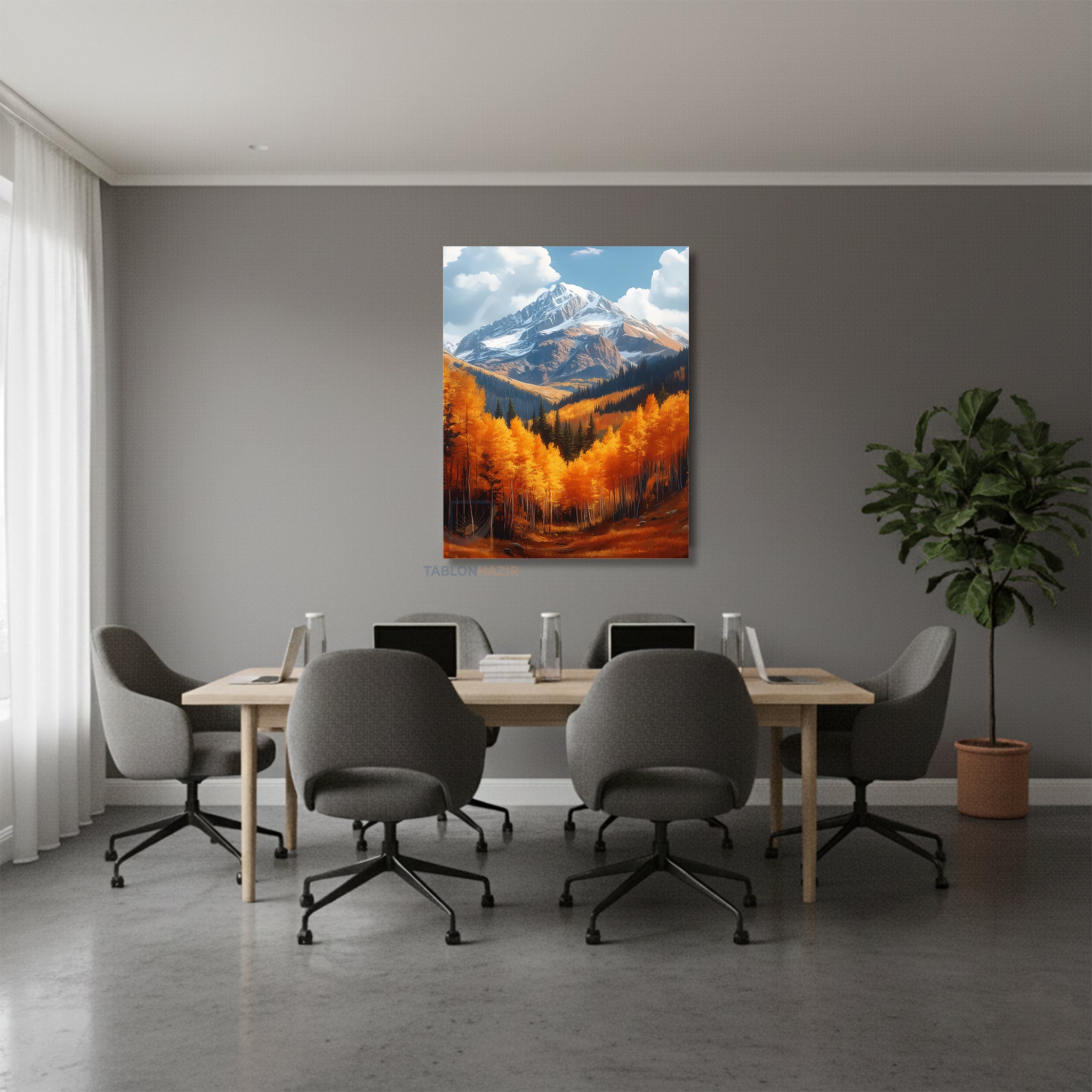 Dikey Kanvas Tablo Salon Duvar Tablosu Sonbahar Dag Manzara Yeni Ev Hediyesi Ofis Tablosu