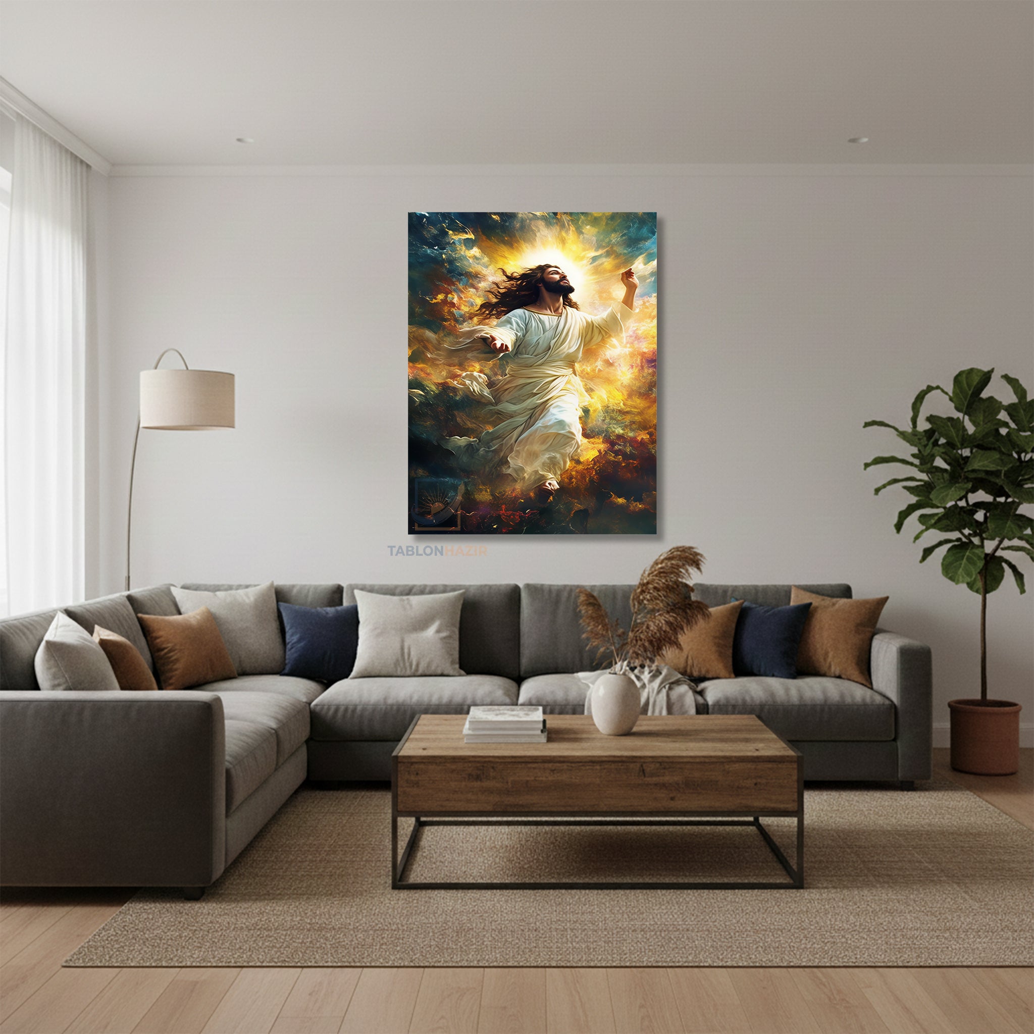 Dikey Kanvas Tablo Salon Duvar Tablosu Soyut Tasarım Isa Yeni Ev Hediyesi Ofis Tablosu