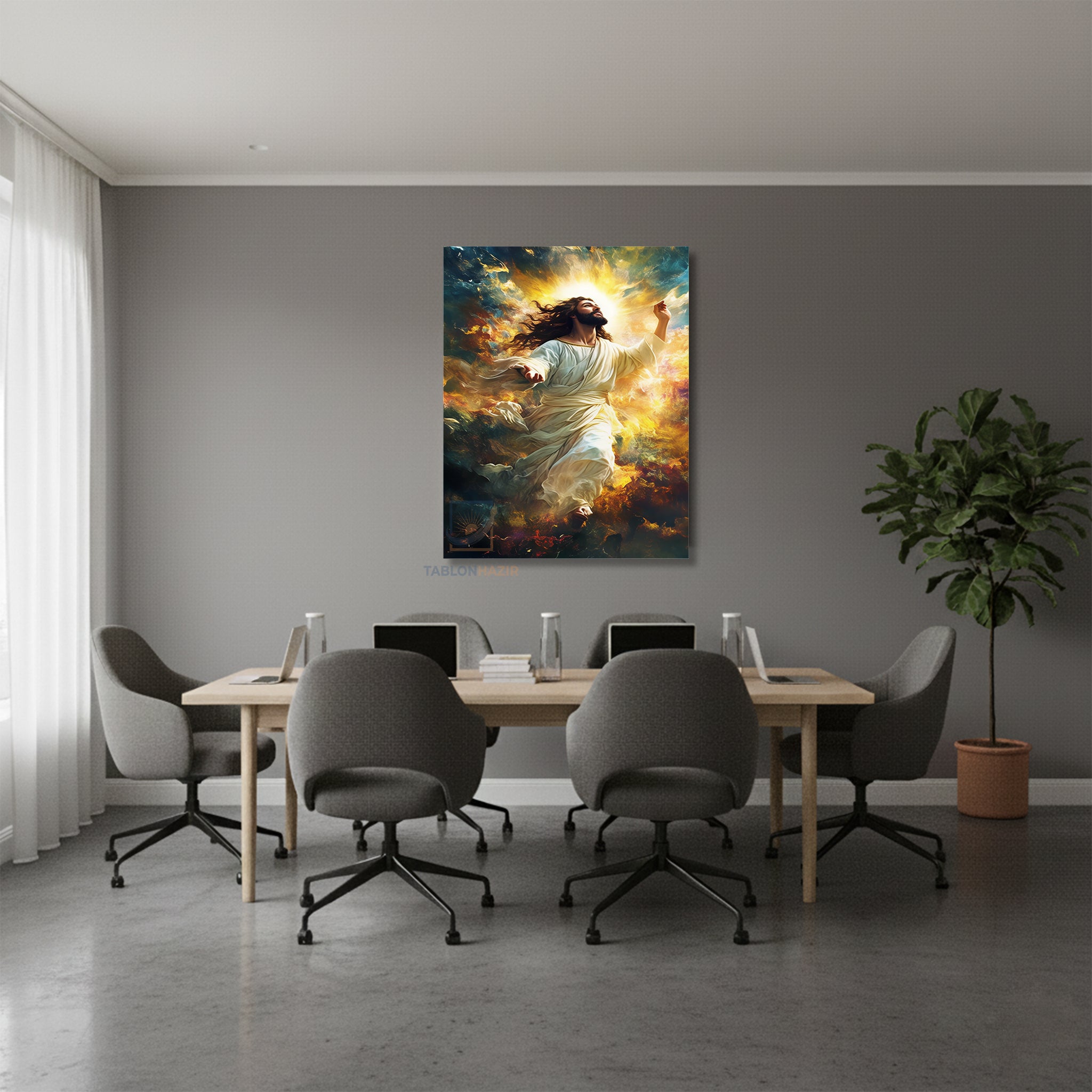 Dikey Kanvas Tablo Salon Duvar Tablosu Soyut Tasarım Isa Yeni Ev Hediyesi Ofis Tablosu