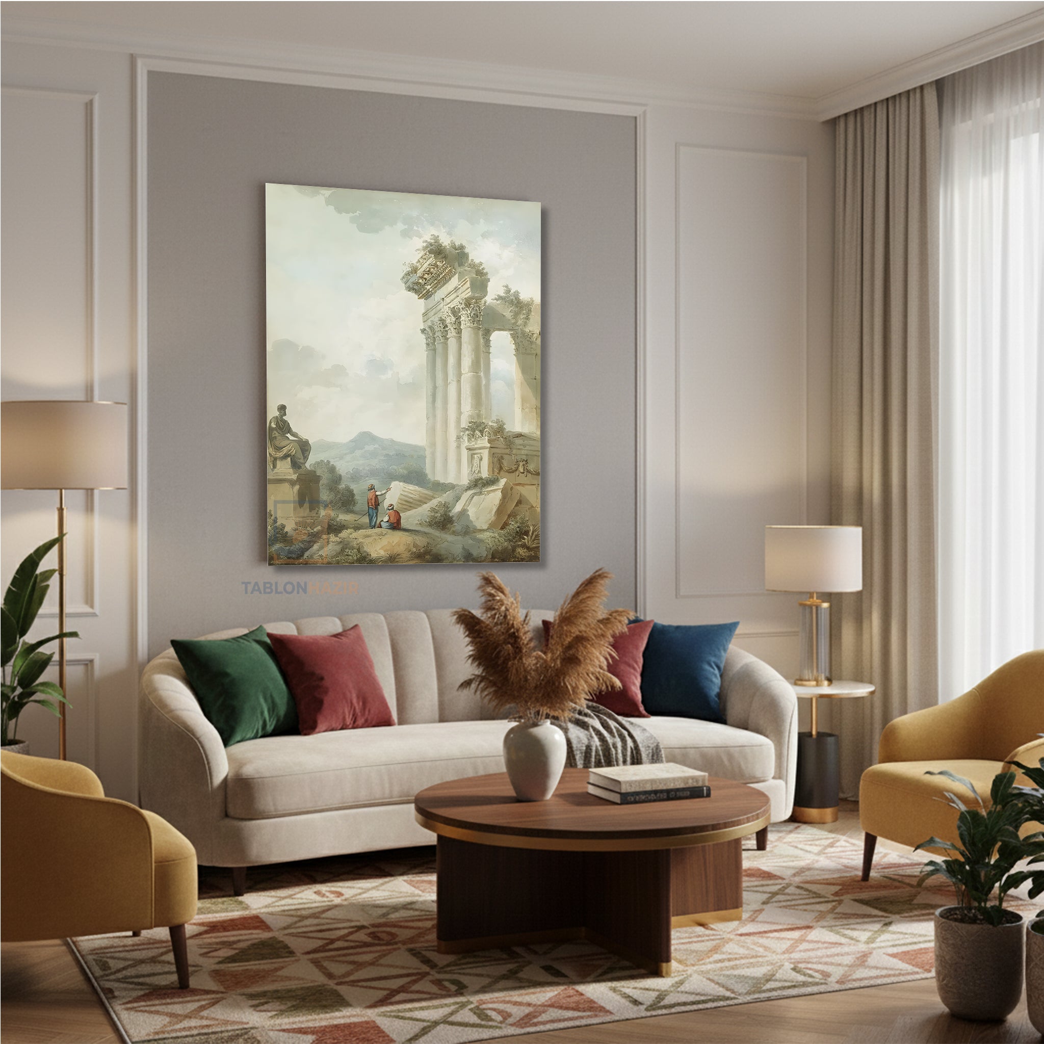 Dikey Kanvas Tablo Salon Duvar Tablosu Tarih Ve Gunumuz Yeni Ev Hediyesi Ofis Tablosu