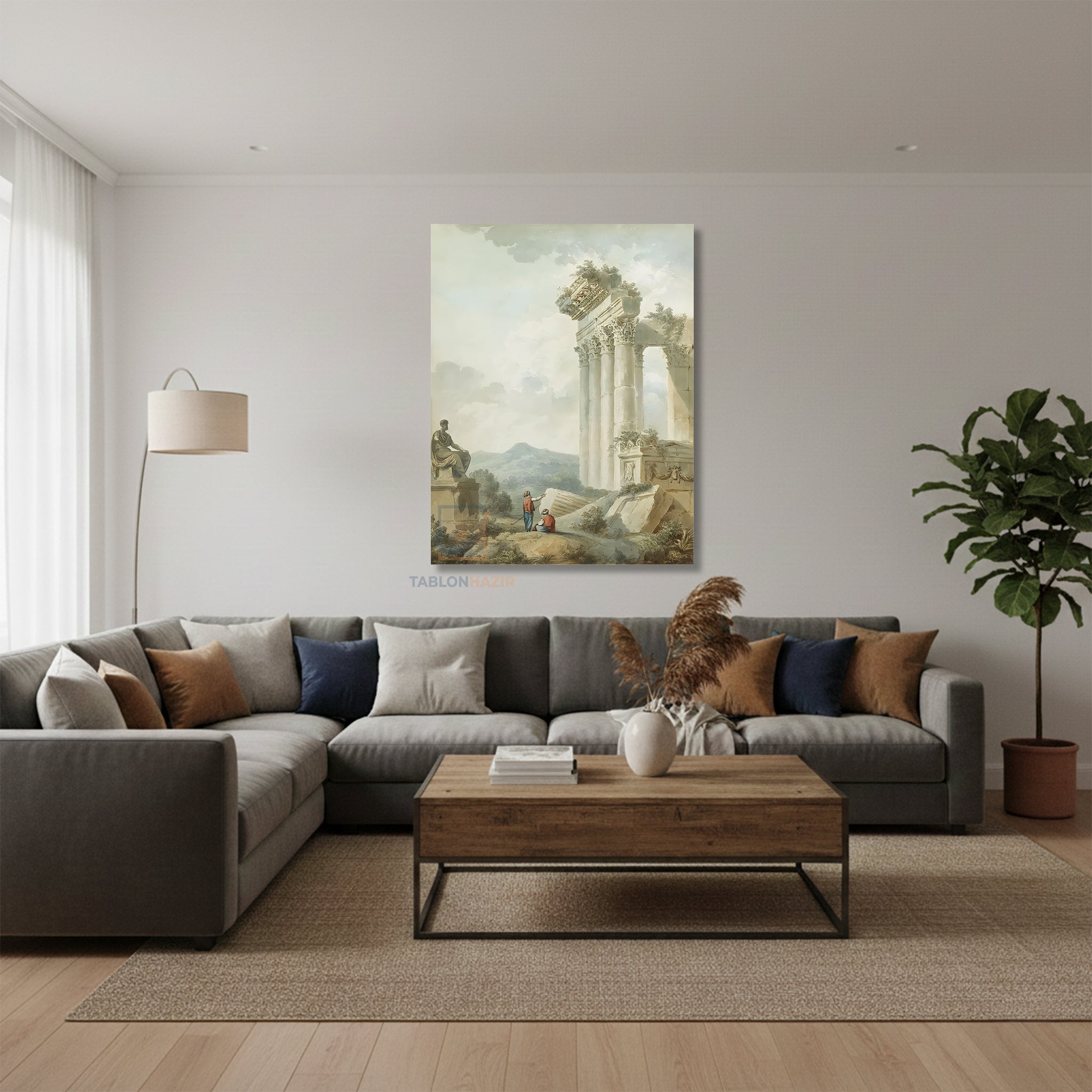 Dikey Kanvas Tablo Salon Duvar Tablosu Tarih Ve Gunumuz Yeni Ev Hediyesi Ofis Tablosu