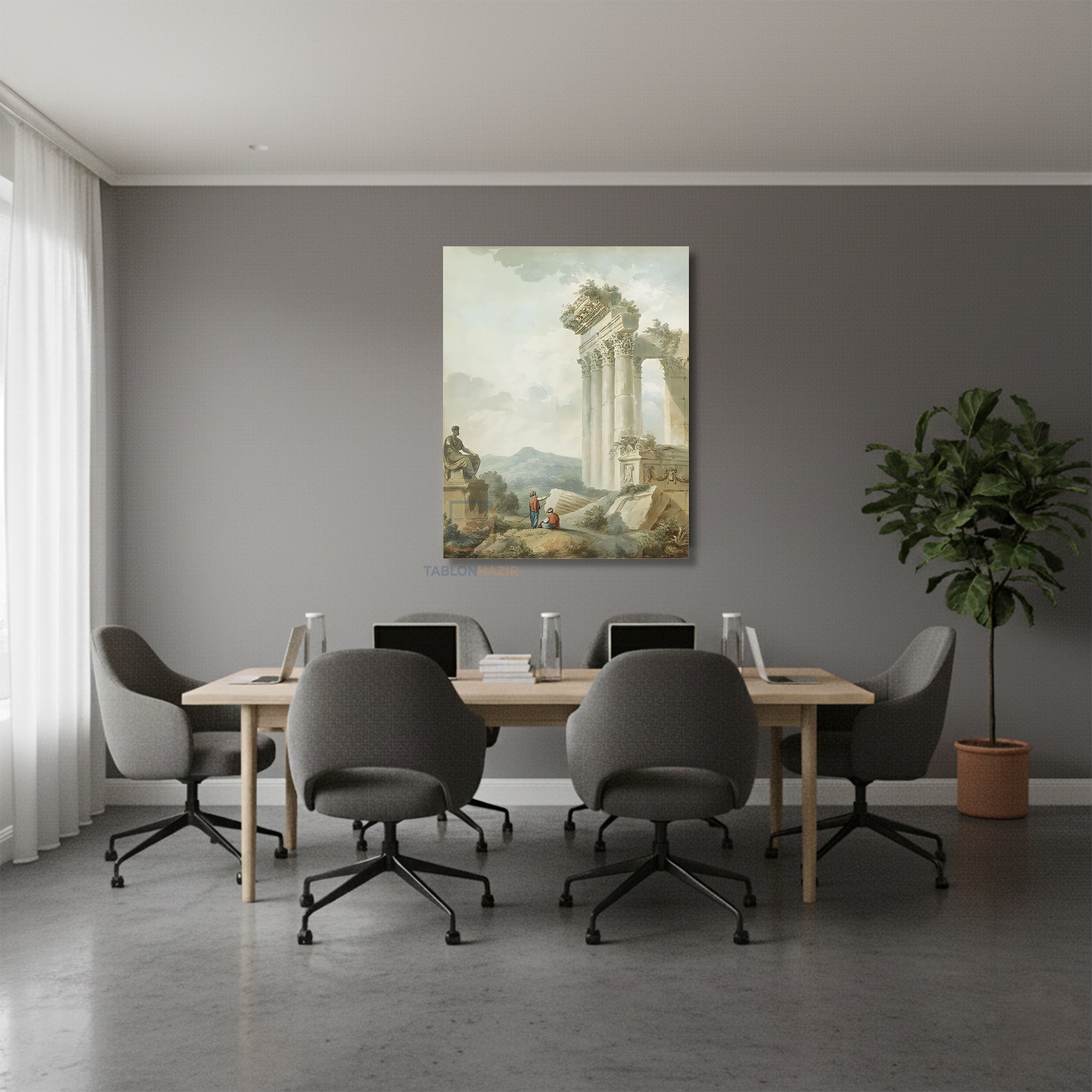 Dikey Kanvas Tablo Salon Duvar Tablosu Tarih Ve Gunumuz Yeni Ev Hediyesi Ofis Tablosu